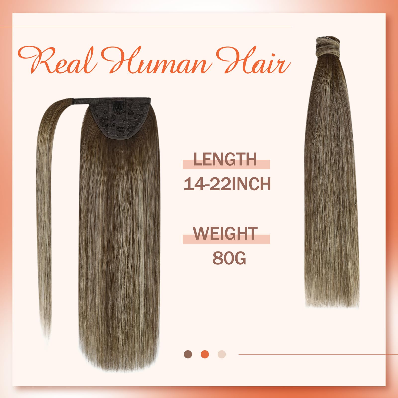 Ve Sunny Real Hair Ponytail Extension Brown Human Hair Ponytail Brown Ponytail Extension Real Human Hair Dark Roots Light Brown