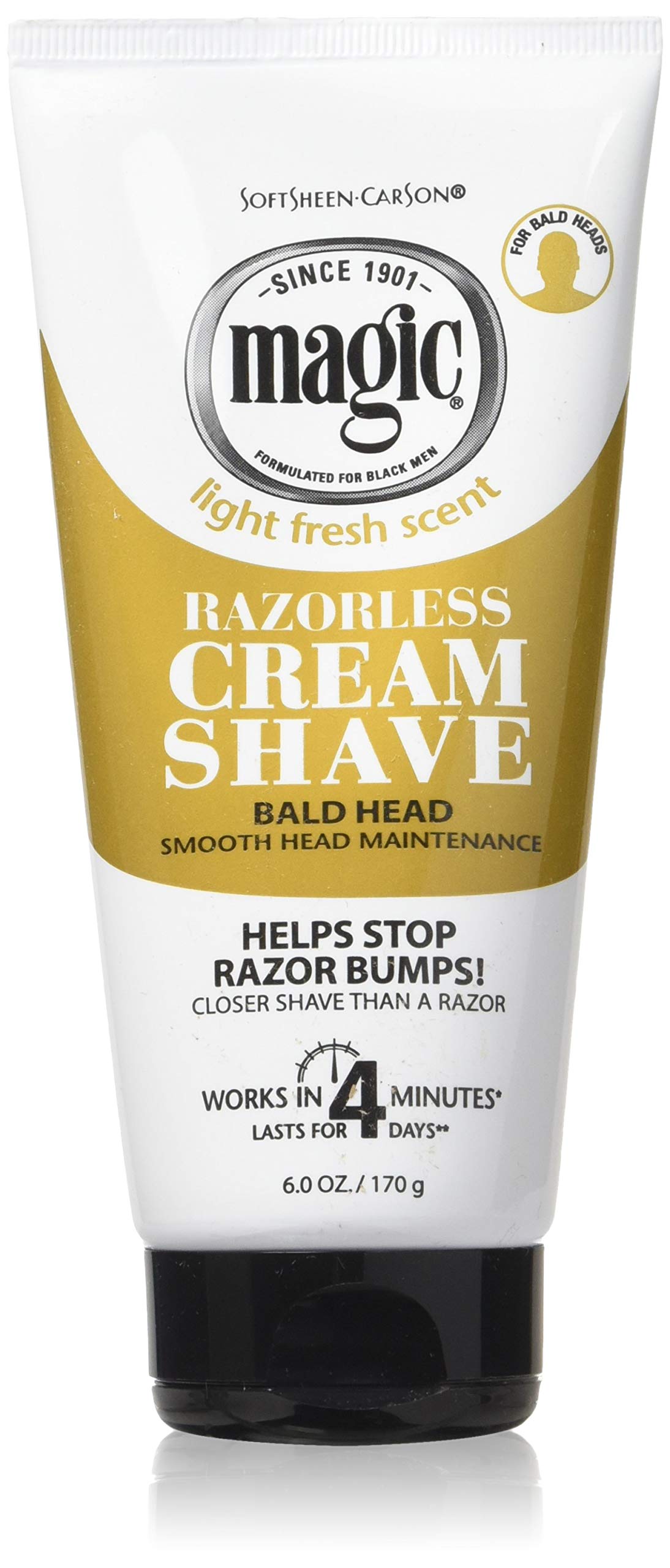 Magic Razorless Cream Shave Bald Head 6 Ounce Tube (177ml) (6 Pack)