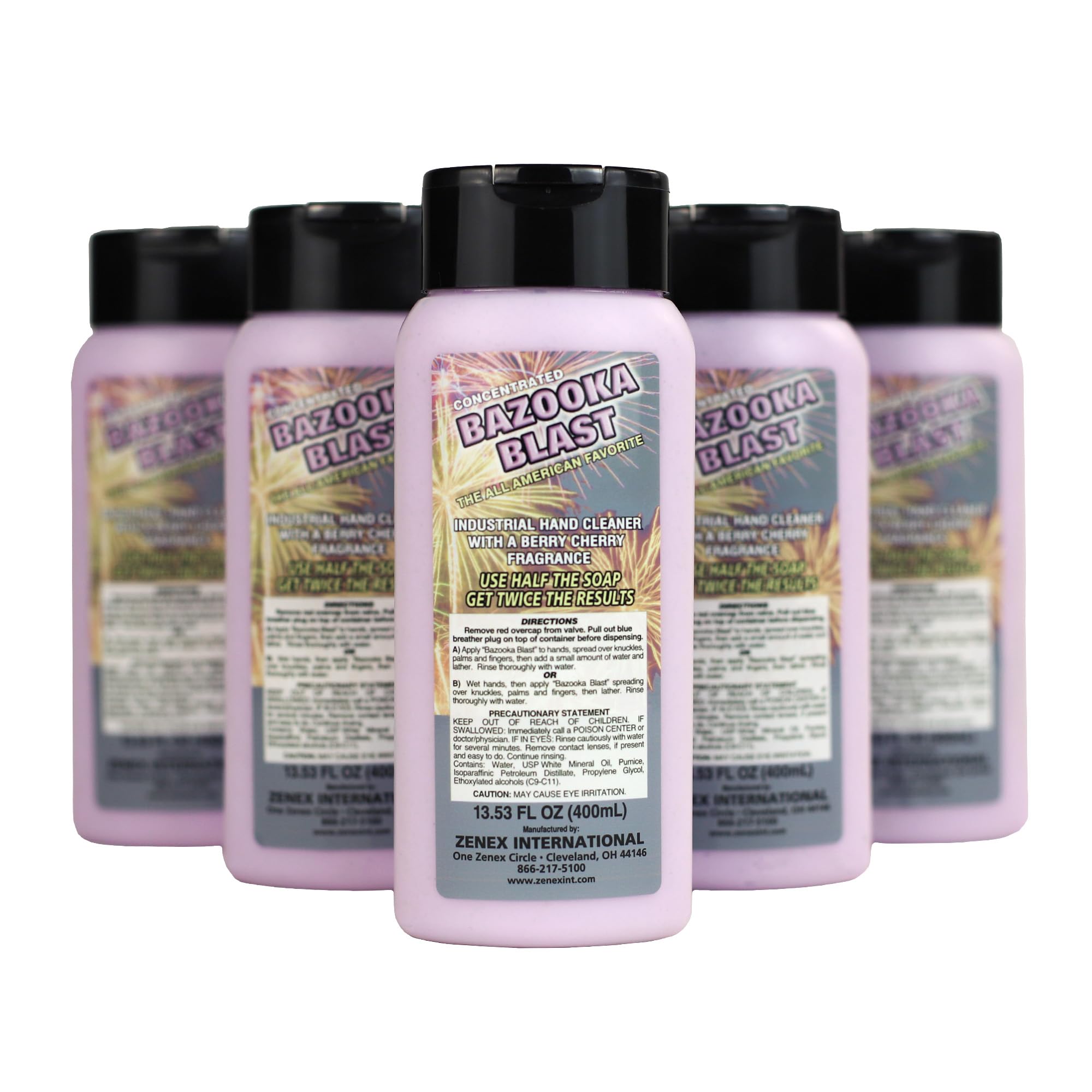 Zenex Bazooka Blast Hand Soap - Industrial Hand Cleaner | Heavy-Duty Shop Soap | Pumice-Powered Grease & Grime Remover | Berry C