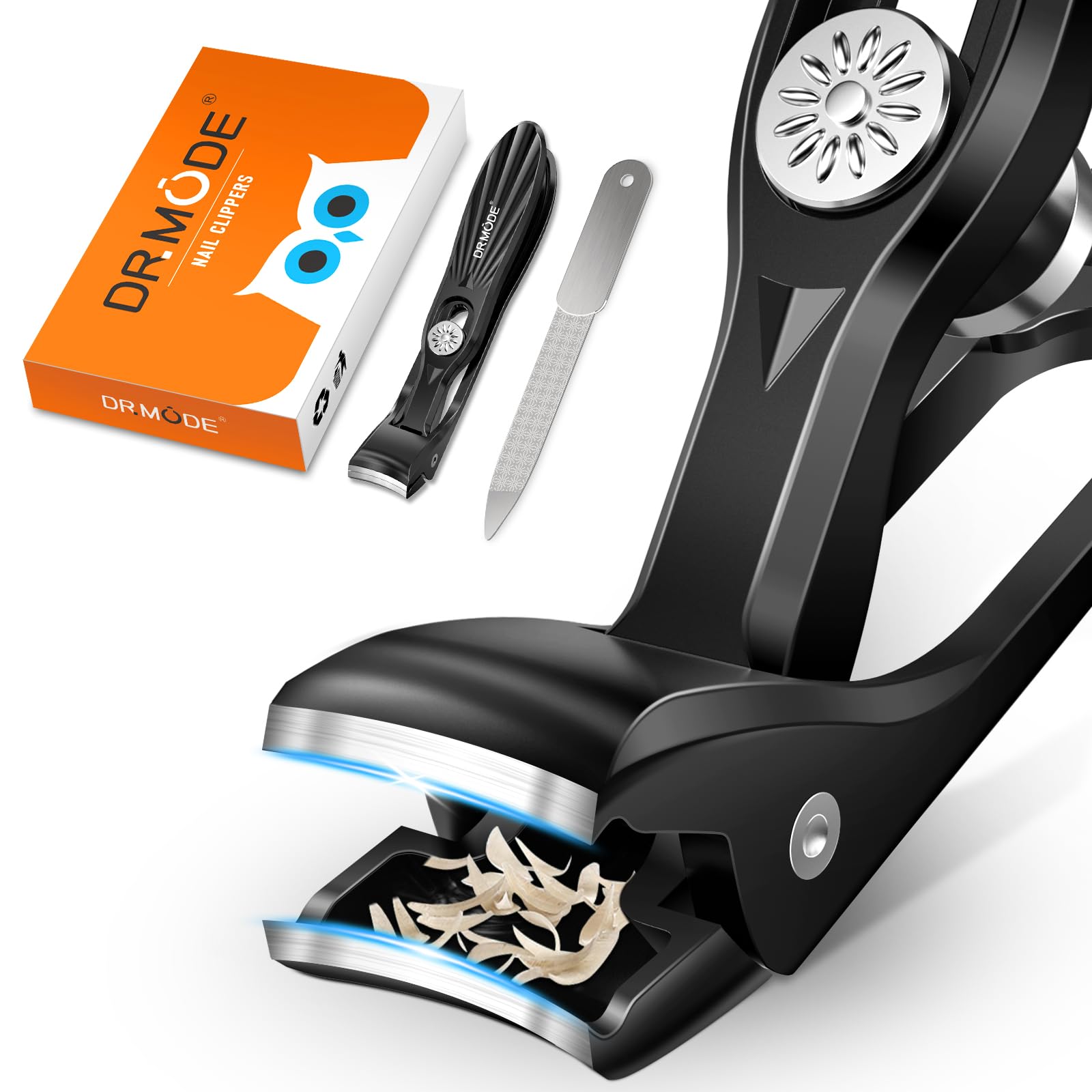 DRMODE Nail Clippers for Men Thick Nails, Angled Head Toe Nail Clippers for Thick Nails for Seniors, Wide Jaw Opening Toenail Cl