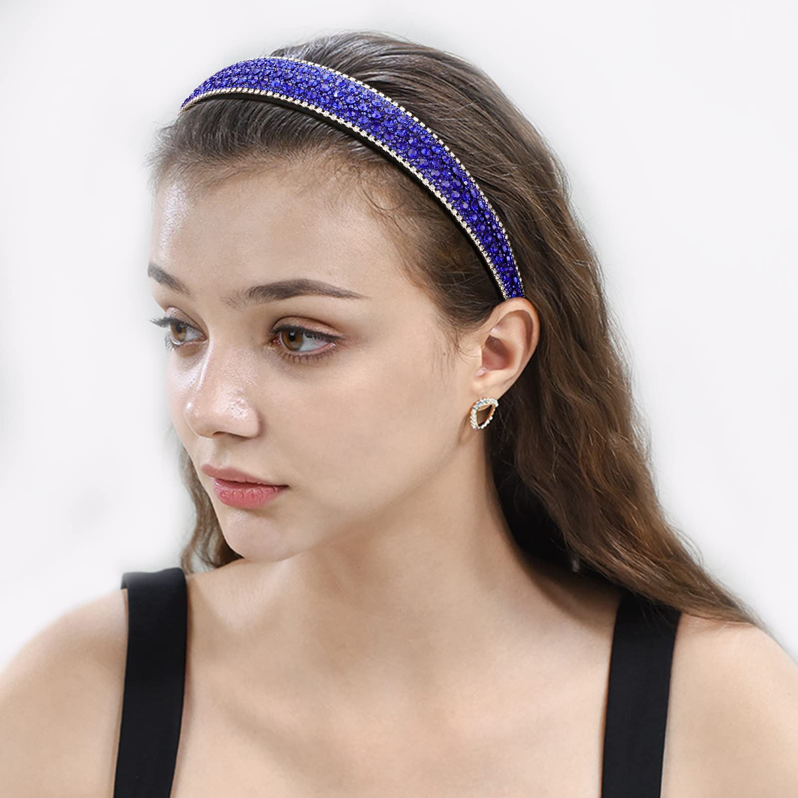 Wecoe Headband, Women 's Rhinestone Headband, Fashion Headband, Navy Blue, Holiday, Formal Hair Accessories, Sparkly Crystal Dia