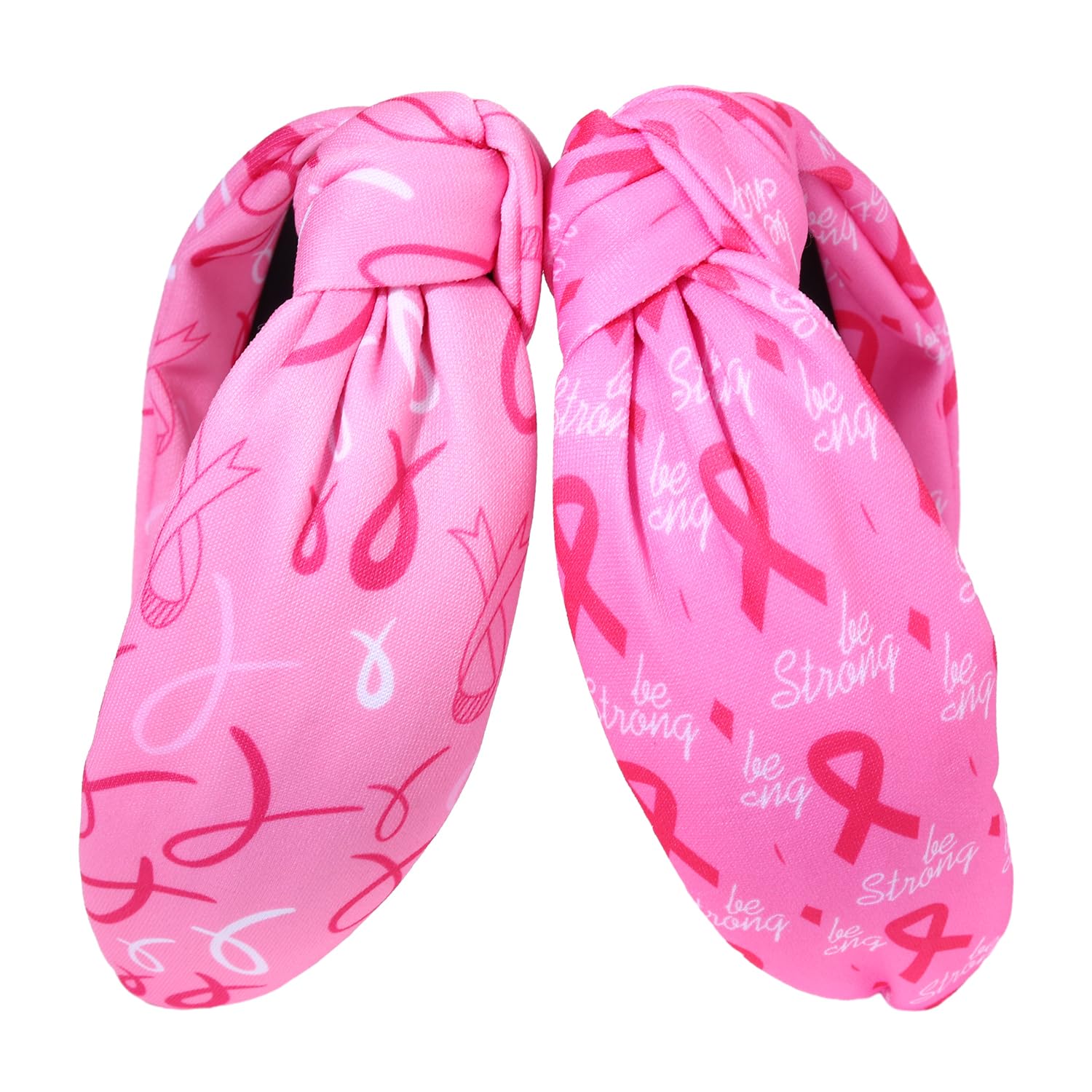 HEIDKRUEGER Knotted Headband for Women Breast Cancer Awareness Headband Printing Pink Ribbon Headbands Wide Pink Hairband Hair A