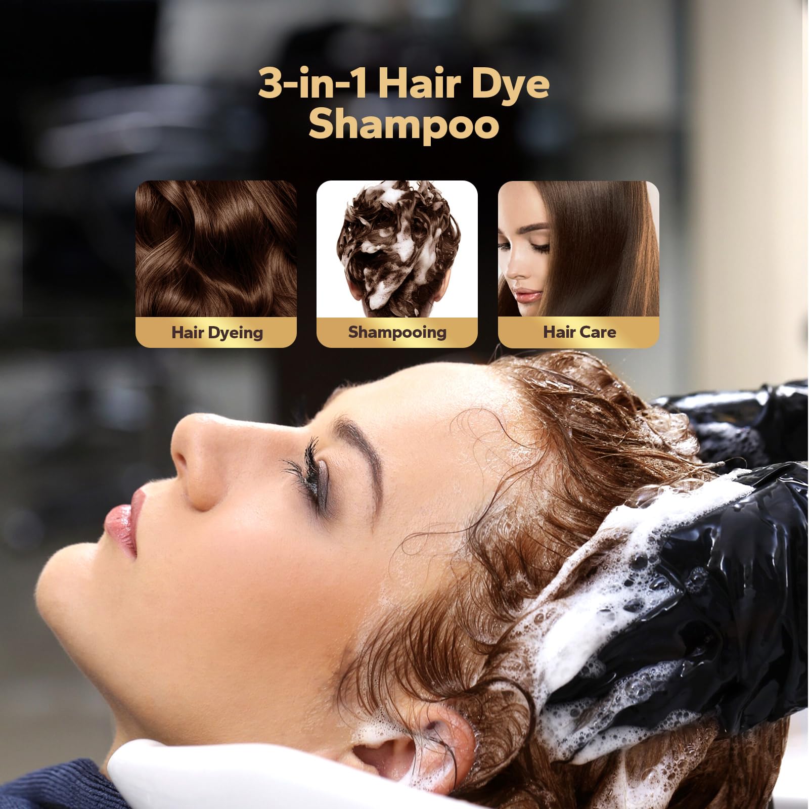 HyperHair Chestnut Brown Hair Dye Shampoo, Shampoo for Color Treated Hair, Hair Dye for Covering Gray Hair, Shampoo for Gray Hai