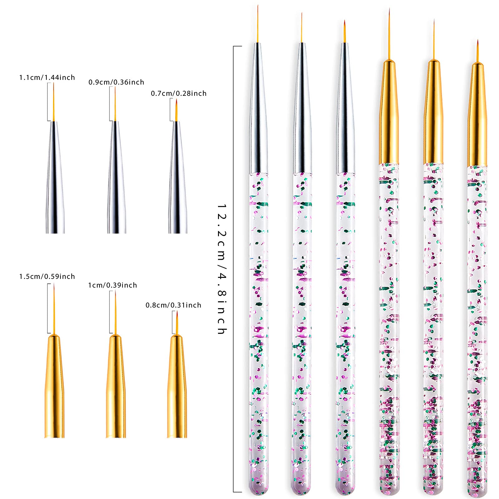 6 Pieces Makeup Brush Line Fine Point Eyeliner Brush Eye Makeup Gel Applicators Cosmetic Eye Wands Eyeliner For Water Activated