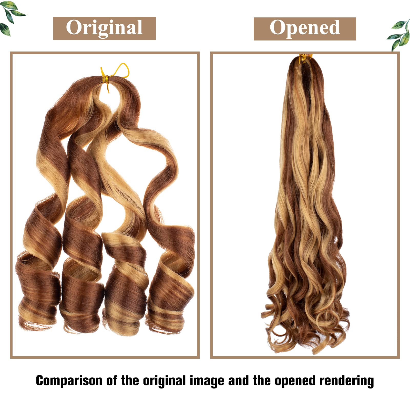 COOKOO 9 Packs Pre Stretched French Curls Bouncy Braiding Hair 22 Inch Mix Blond and Brown Spiral Curls Braid Hair with Curly En