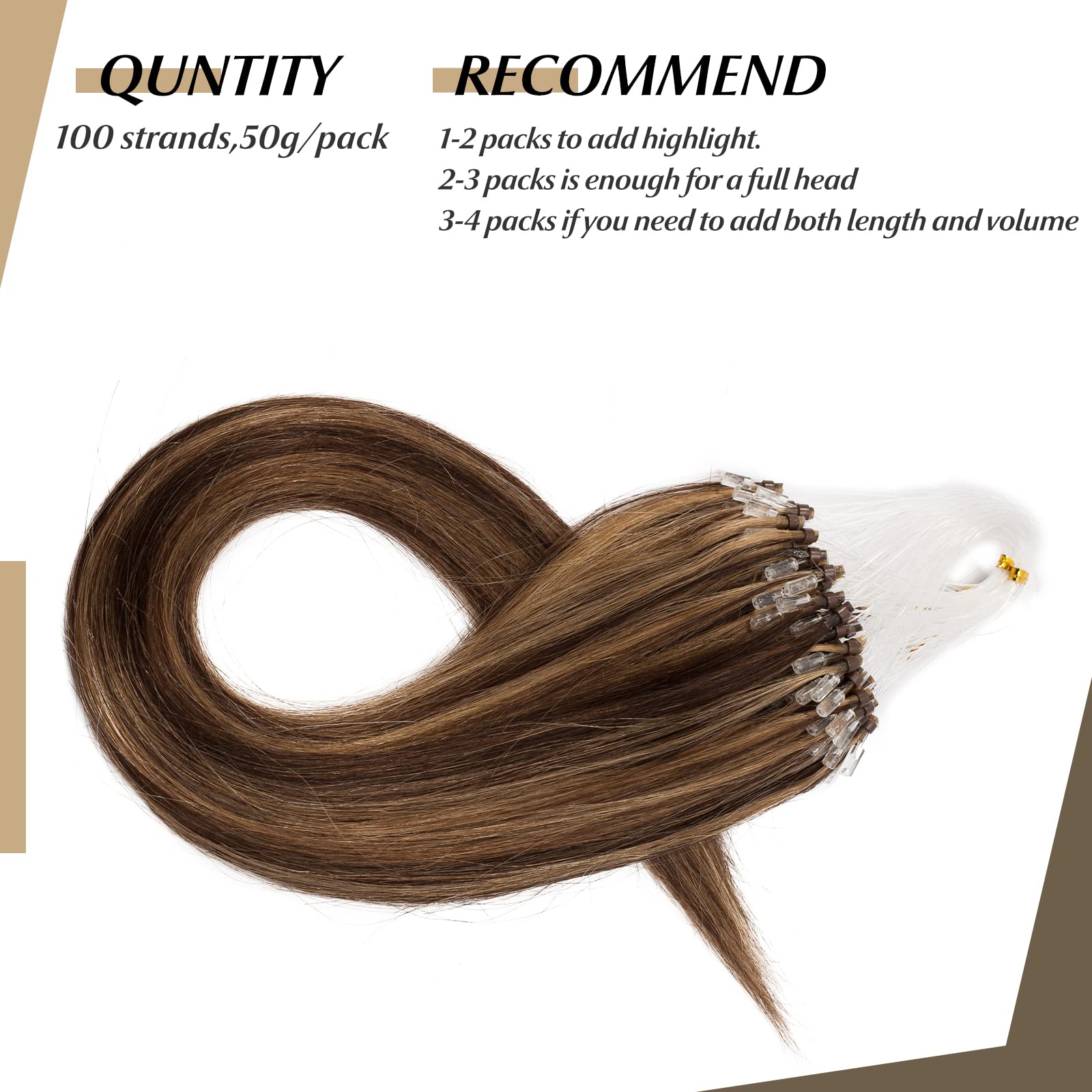 Sego Micro Beads Hair Extensions Human Hair 16 Inch Medium Brown And Dark Blonde Micro Loop Human Hair Extensions Natural Straig