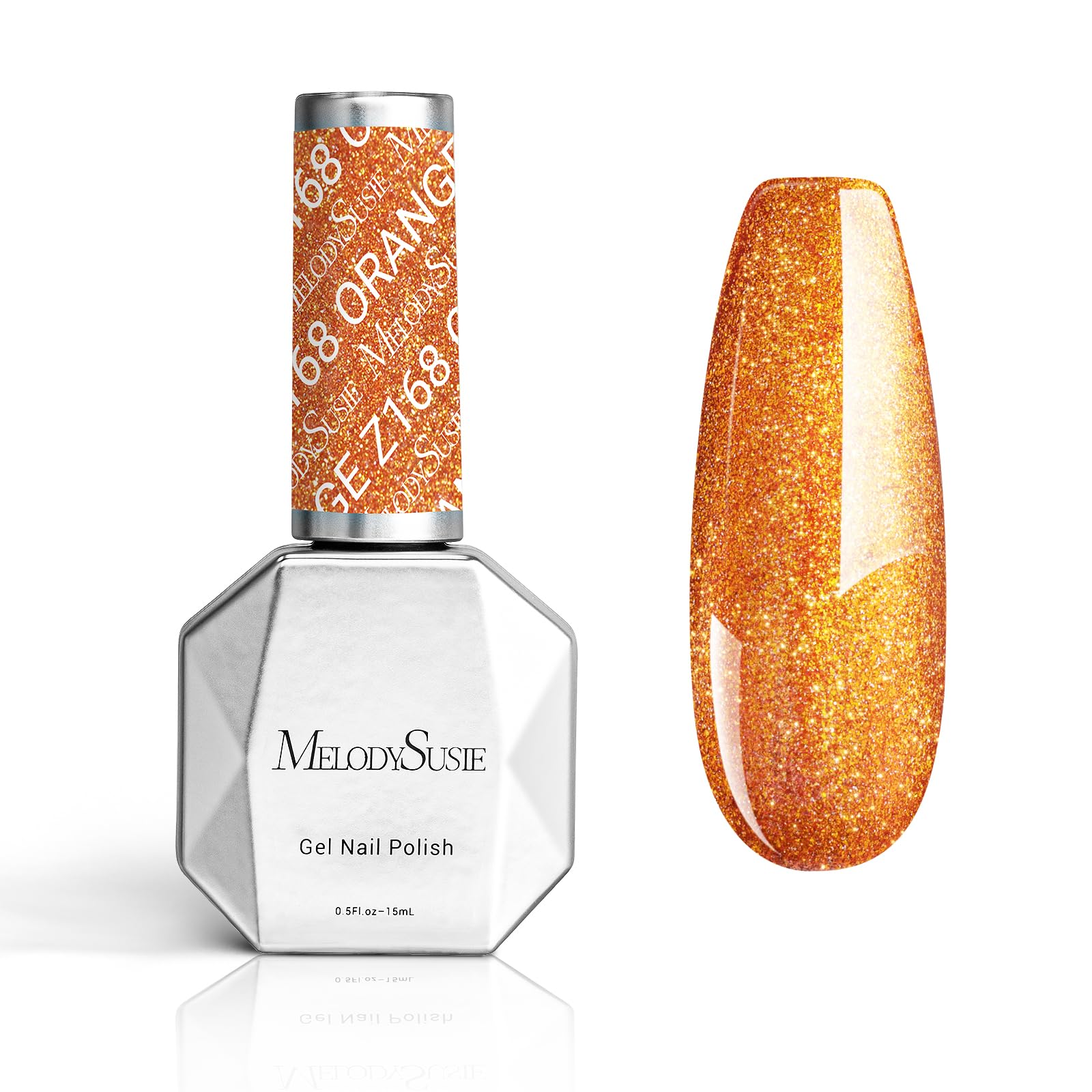 Melodysusie Thick Gel Nail Polish,15Ml Pumpkin Orange Glitter Color Soak Off Uv Led Sparkle Gel Polish Gift For Women Nail Art M