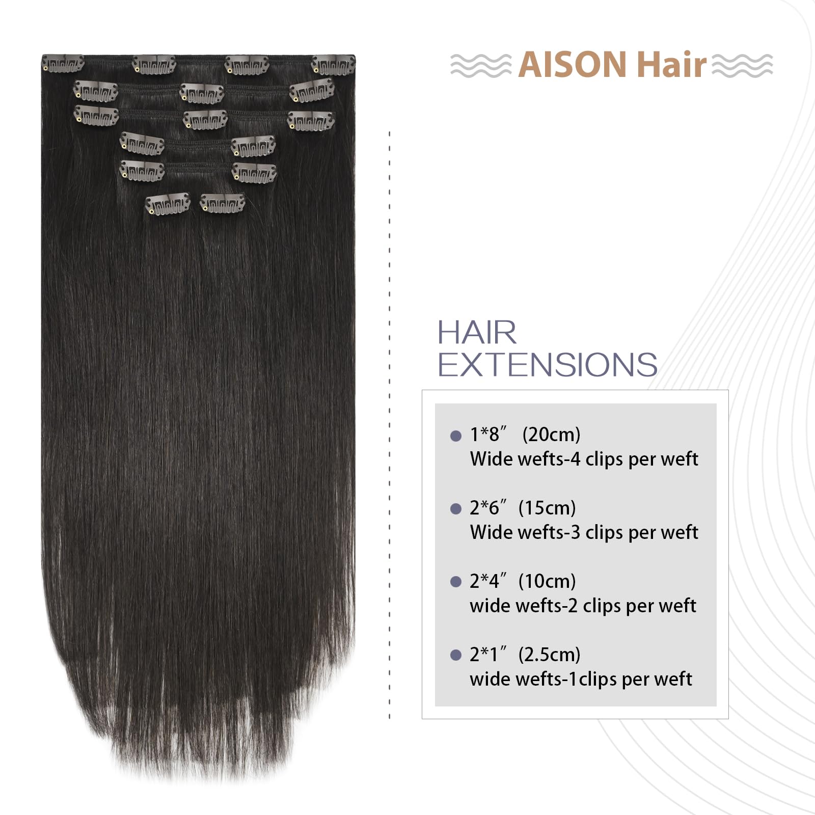 Aison Dark Brown Clip in Hair Extensions Real Human Hair 70G Remy Human Hair Clip in Extensions Soft Silky Straight for Women 7p