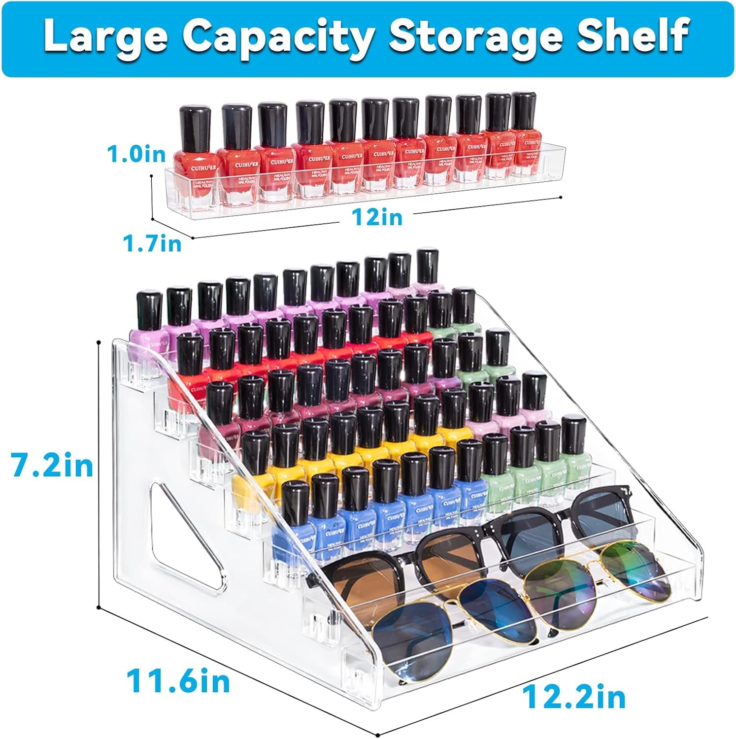 Pero Pero Nail Polish Organizer Acrylic Display Rack for Nail Polish Holder Sunglasses Organizer Essential Oils Holder Clear Eye