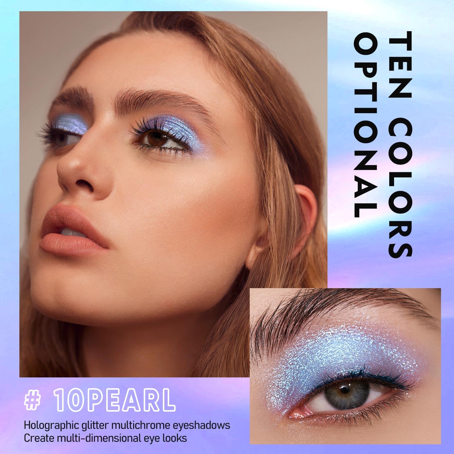 Maki Yika Glitter Eyeshadow Silver Liquid Multichrome Eyeshadows Long Lasting, Metallic Chameleon Eye Shadow Smudgeproof Hologra