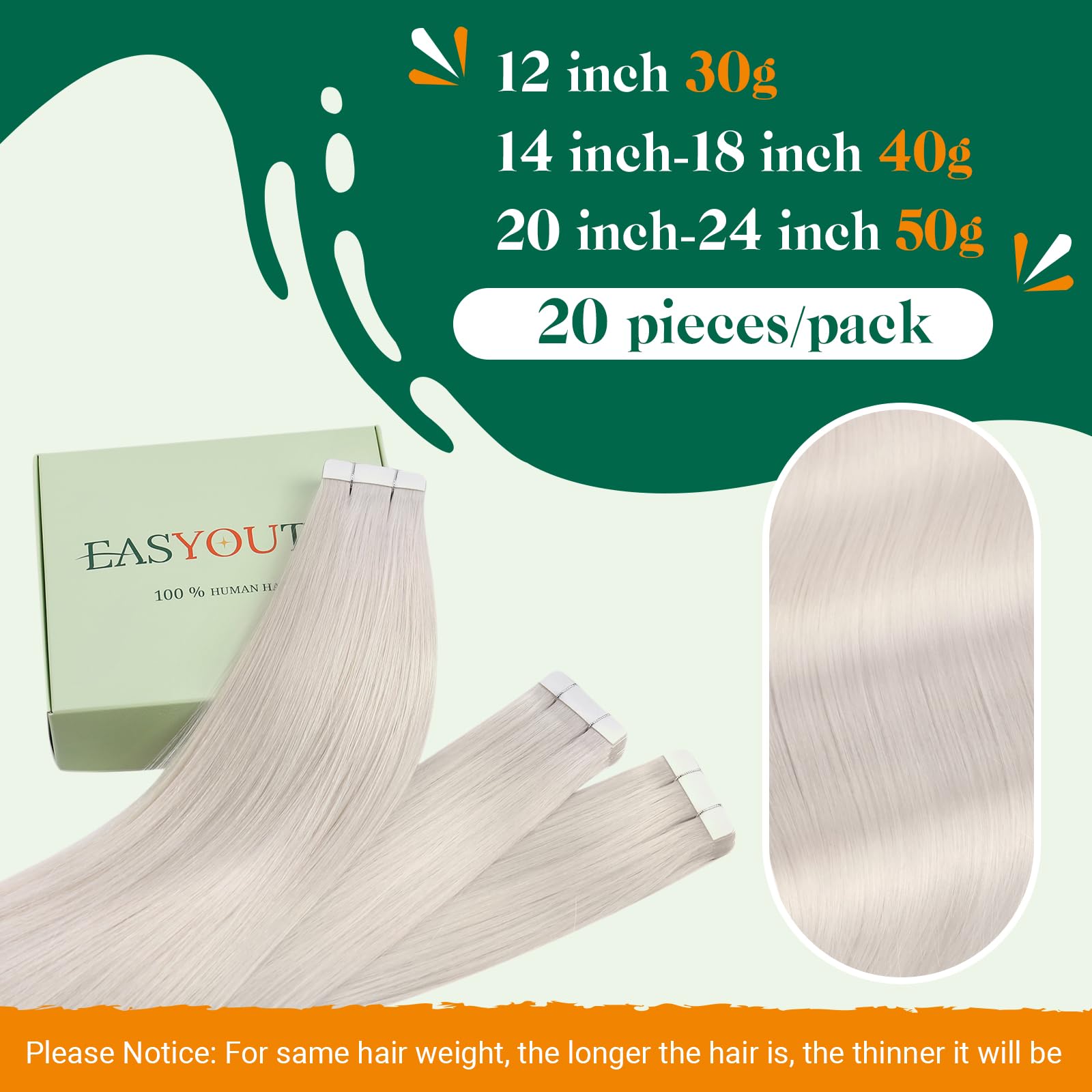 Easyouth Invisible Tape In Hair Extensions Human Hair Blonde Human Hair Extensions Tape In White Blonde Hair Extensions Real Hum