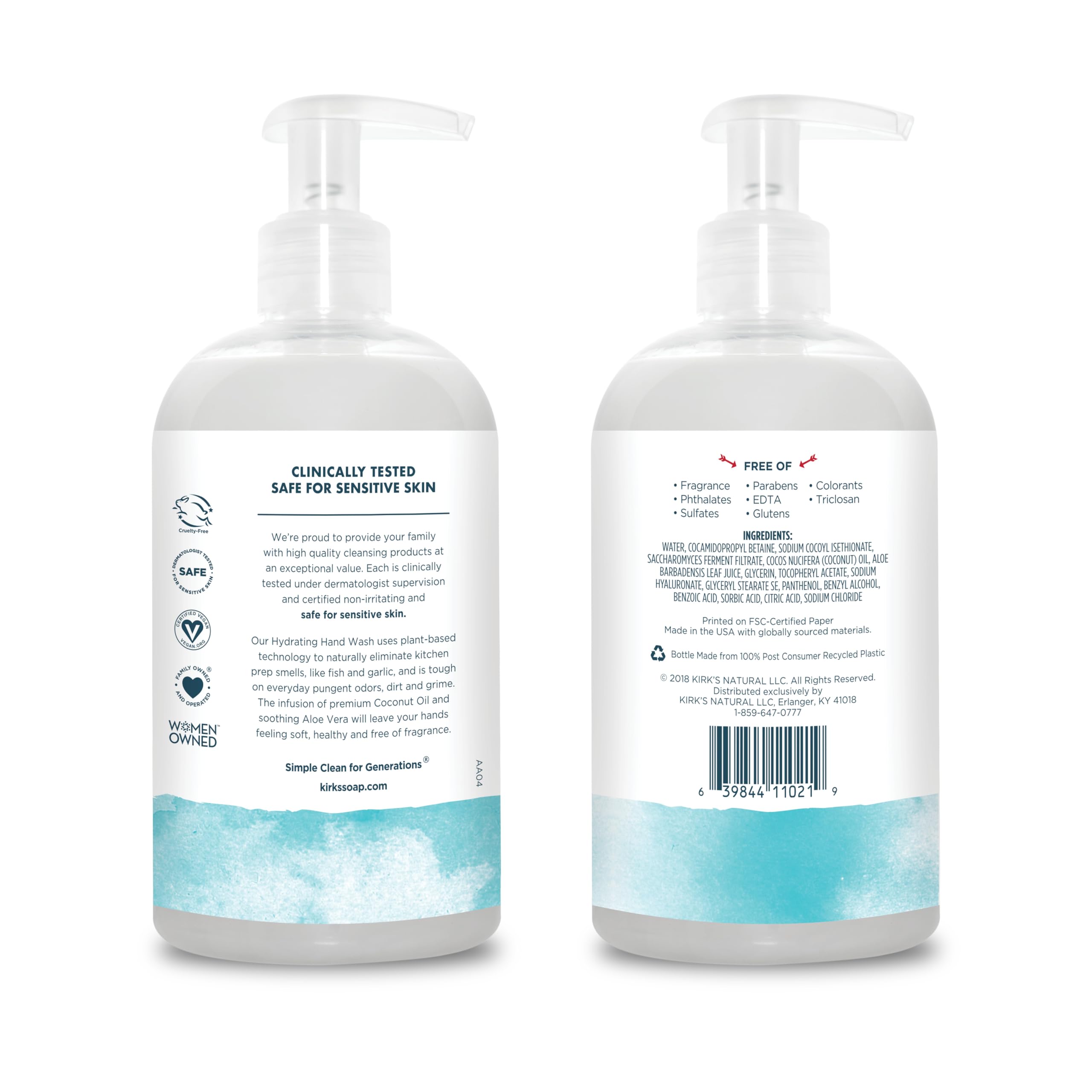 Kirks Odor-Neutralizing Unscented Natural Hand Soap Castile Liquid Soap Pump Bottle  Moisturizing & Hydrating Kitchen Hand Wash