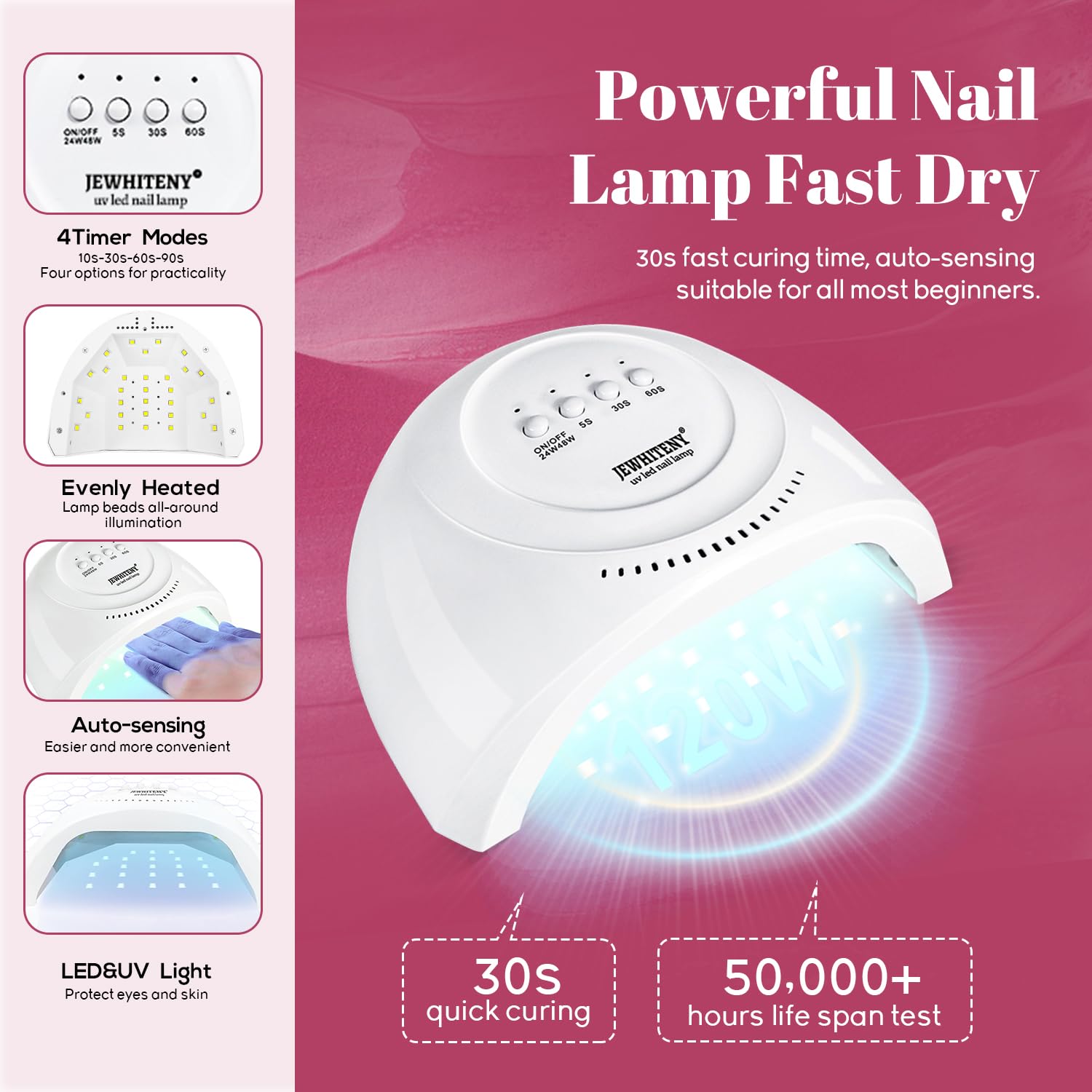 Jewhiteny 43Pcs Gel Nail Polish Kit With U V Light 120W Led Nail Lamp 40 Colors Gel Nail Polish Set Manicure Tools All-In-One Na