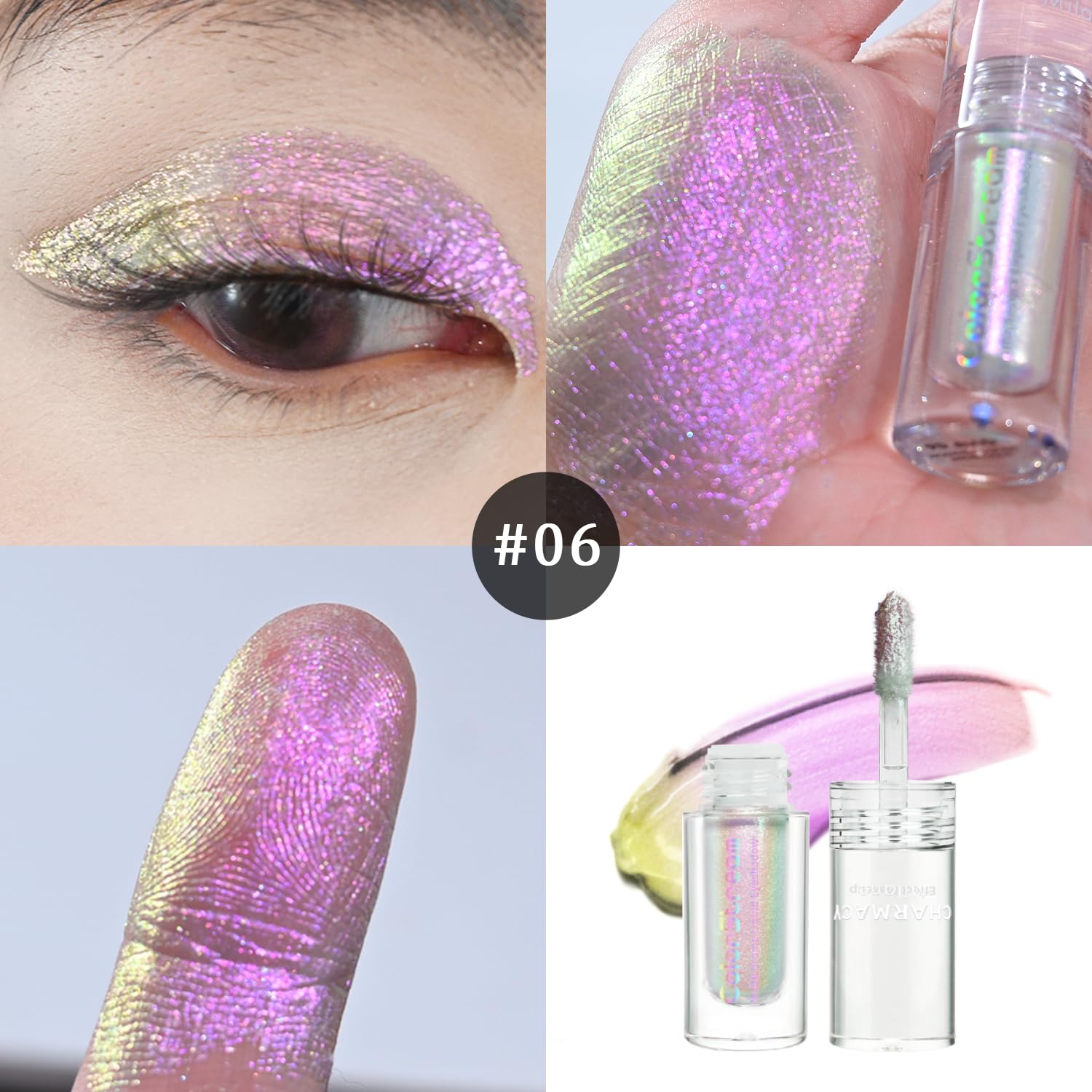 CHARMACY Chameleon Liquid Eyeshadow, Intense Color Shifting, Highly Pigment Multichrome Eyeshadow Liquid Makeup, Long Lasting, S