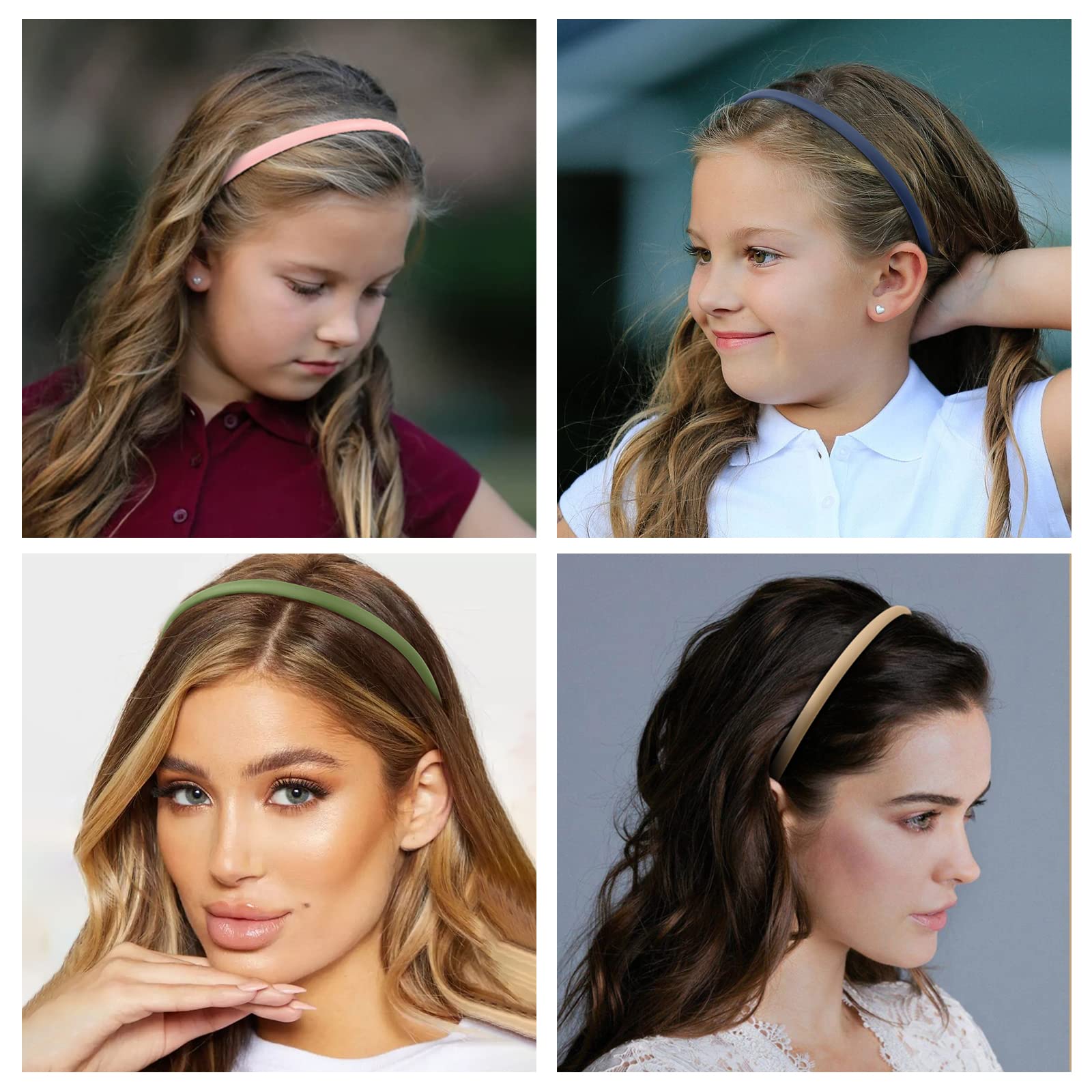 WOVOWOVO 8mm Thin Headbands For Women, 12 Pcs Plastic Headband with Teeth Simple Head Bands Combing Hairbands Hair Accessories f