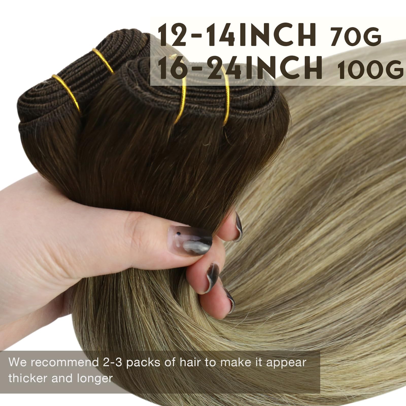 Sunny Ombre Human Hair Weft Extensions Brown Sew In Hair Extensions Balayage Dark Brown Faded Light Brown Mix Blonde Hair Wefts