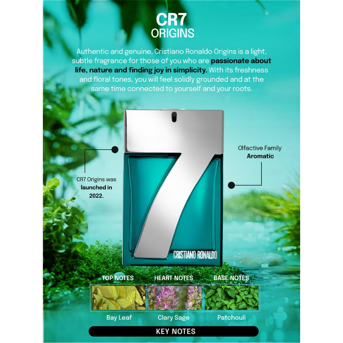 Cristiano Ronaldo Fragrance For Men - Notes Of Pineapple, Geranium And Patchouli - Light And Subtle Scent - Fresh And Floral Ton