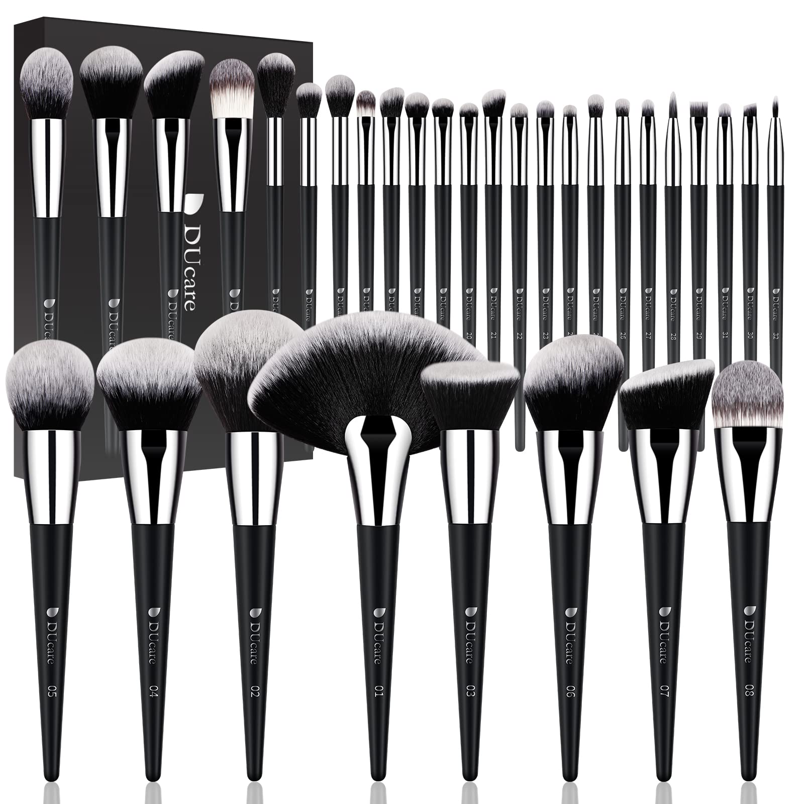 DUcare Makeup Brushes Professional 32Pcs Make up Brushes Set Premium Christmas Gift Synthetic Kabuki Foundation Blending Brush F