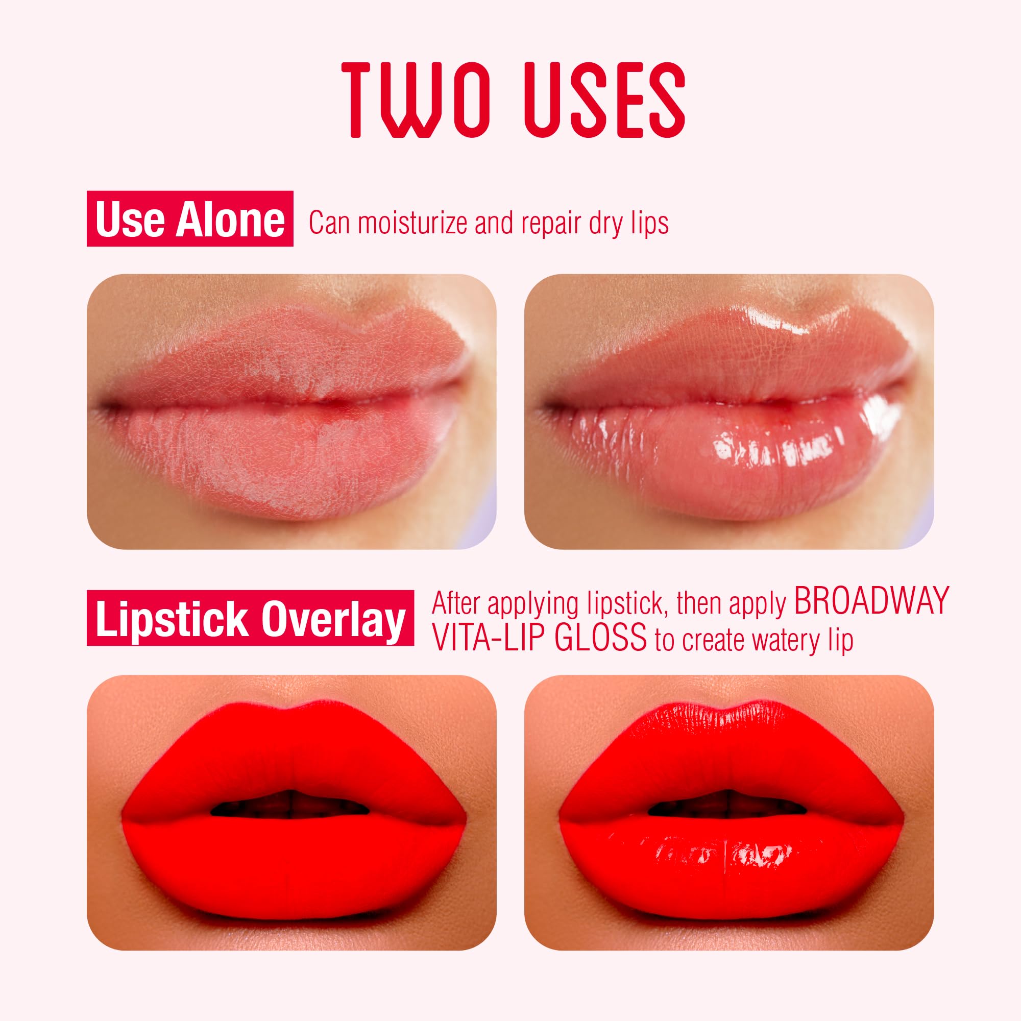 Ruby Kisses Broadway Vita-Lip Clear Lip Gloss Moisturizing Hydrating Nourishing Long Lasting High Shine Gloss (Honey, Argan Oil,