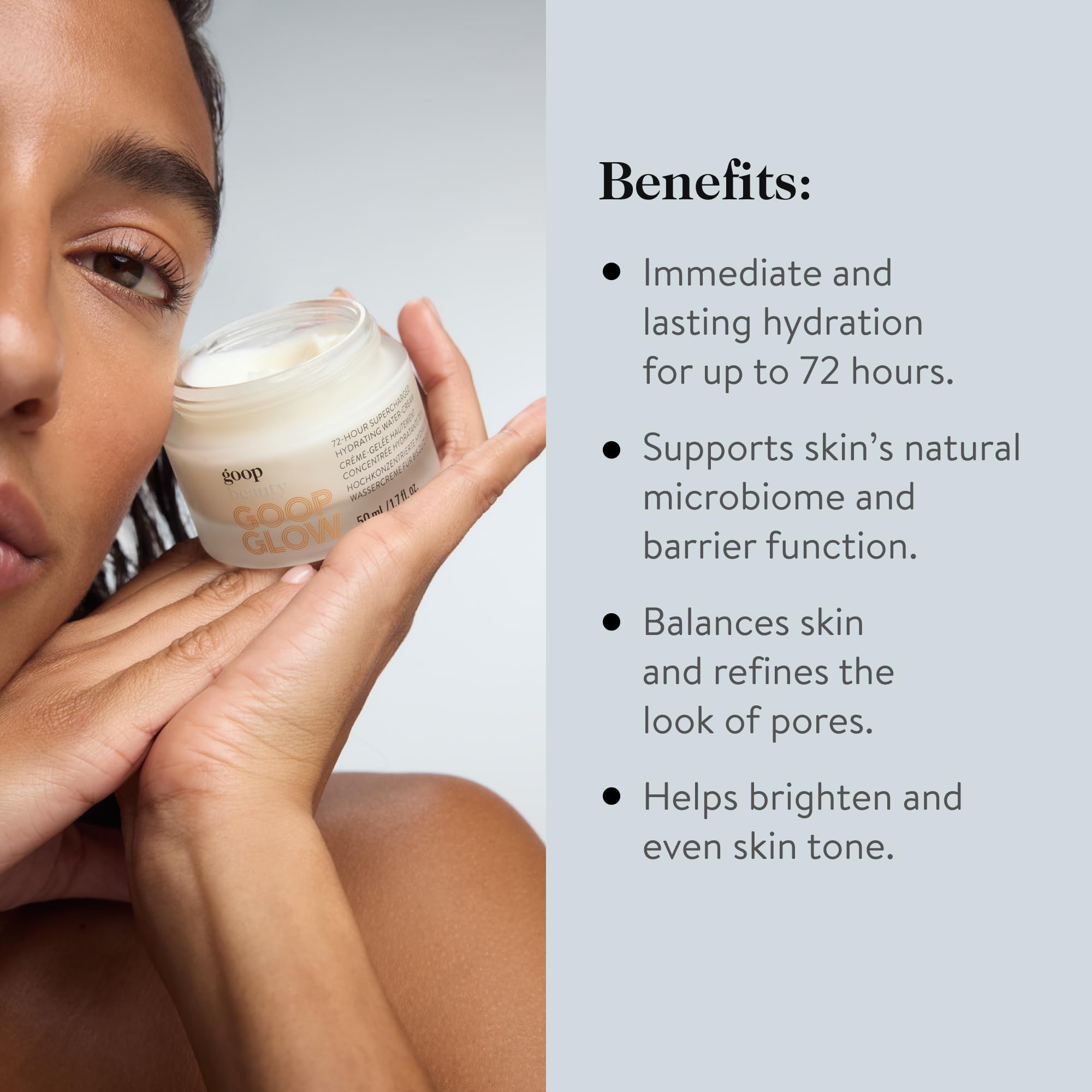 Goop Beauty 72-Hour Hydrating Water Cream | Matte Moisturizer For All Skin Types | Niacinamide & Fermented Astragalus Root | Hyd