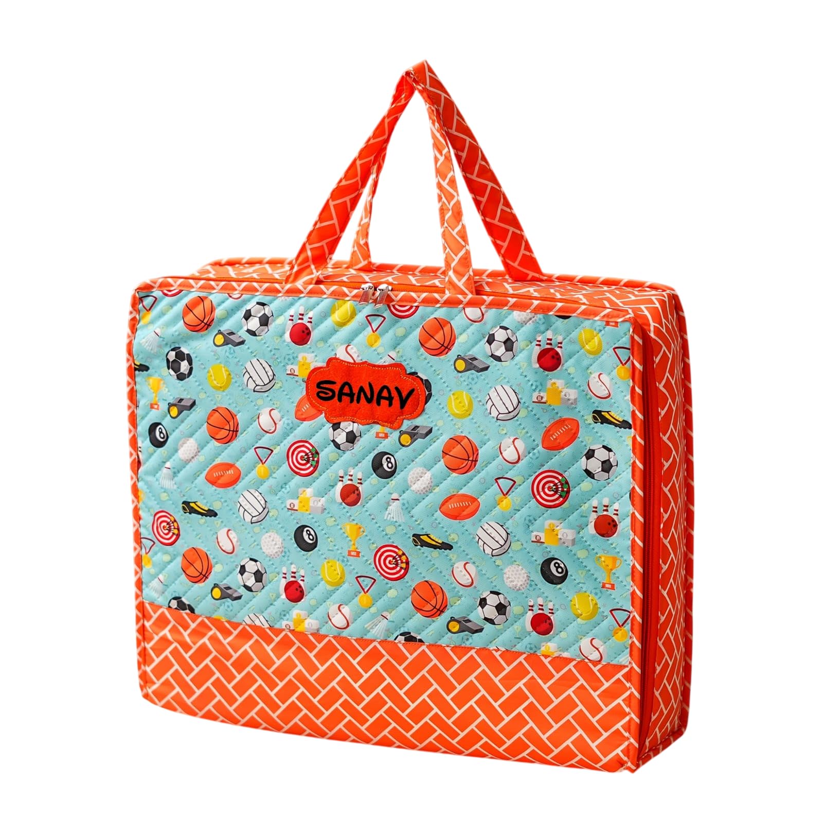 Gifting Joy Kids Art Bag With Personalised Name Tag, Sports Print