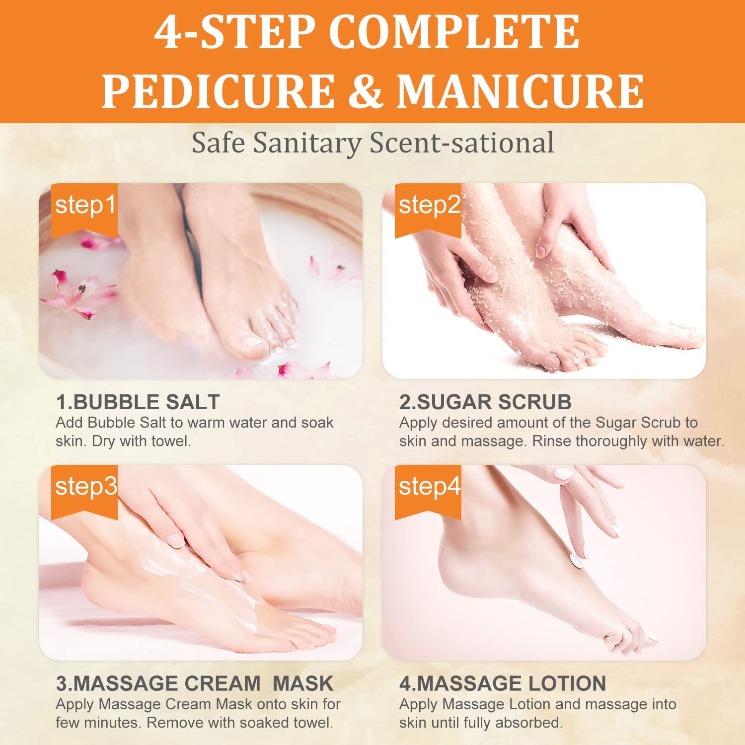 Foot Soak, Pedicure Spa Foot Bath Soak With Foot Soak Salt Scrub Lotion 4 In 1 Spa Pedicure Soak Set For Dry Cracked Feet, Moist