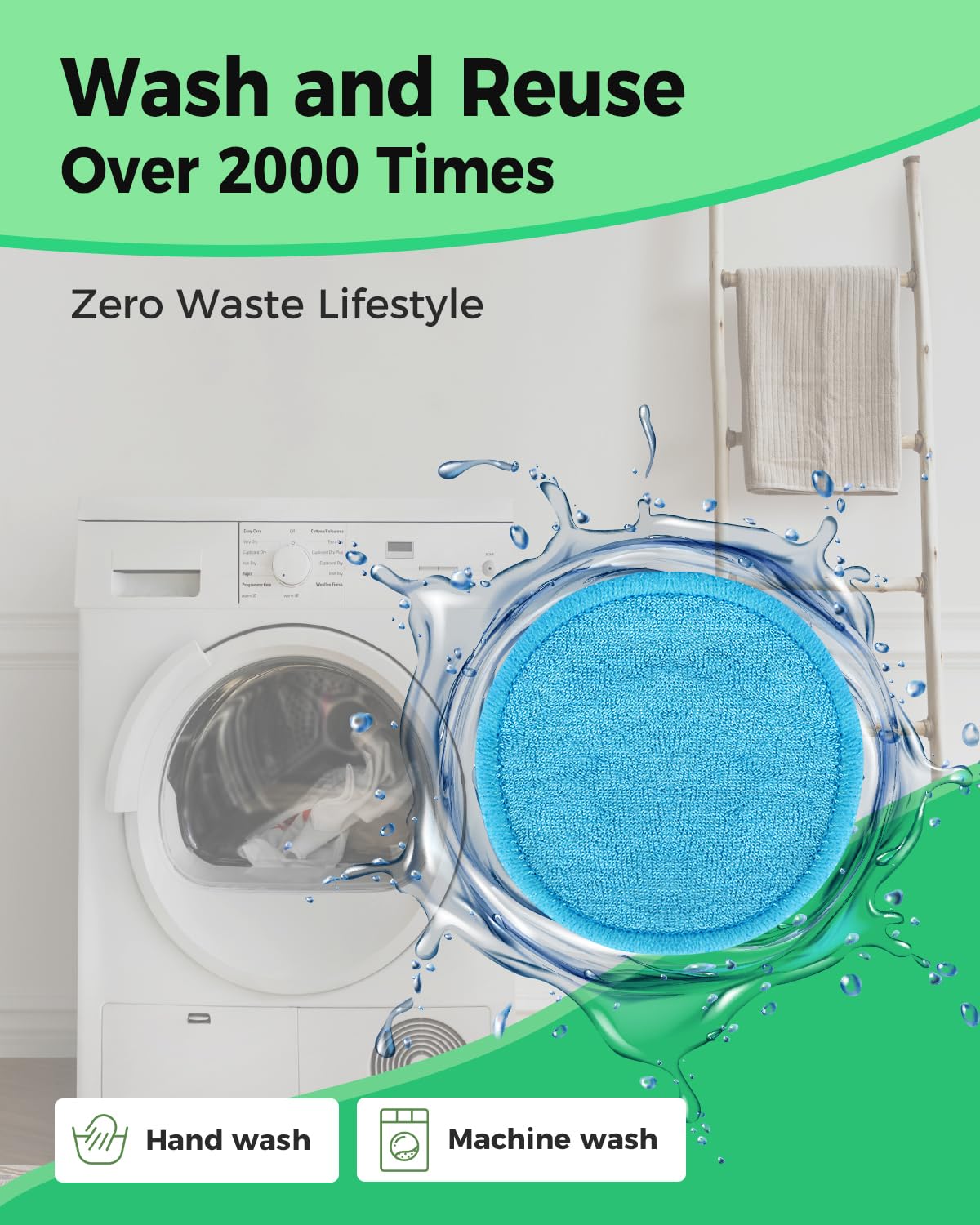 Reusable Makeup Remover Pads - 18 Packs Organic Reusable Cotton Rounds With Washable Laundry Bag For Toner Eco-Friendly Bamboo &