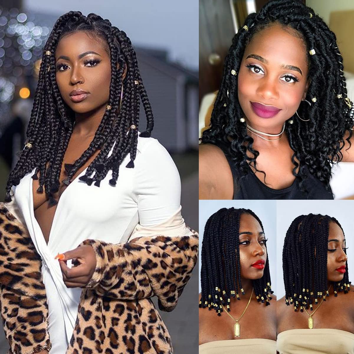 100 Pcs Gold Dreadlock Beads Locs Accessories , Jewelry For Braids, Women And Girls, Adjustable Cuffs Braiding Hair Rings Decora