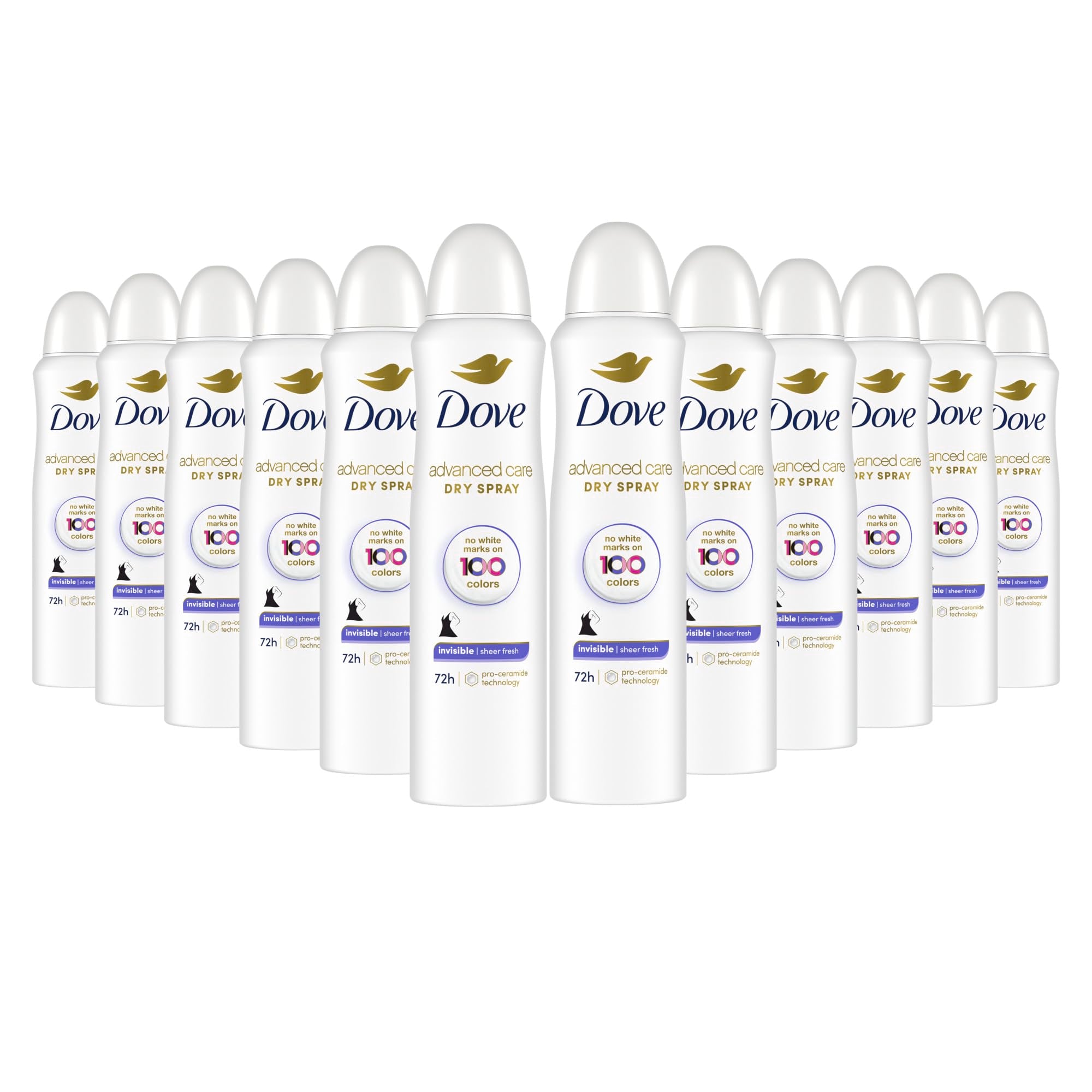 Dove Advanced Care Invisible Dry Spray Antiperspirant Deodorant No White Marks on 100 Colors Sheer Fresh 48-Hour Sweat and Odor 
