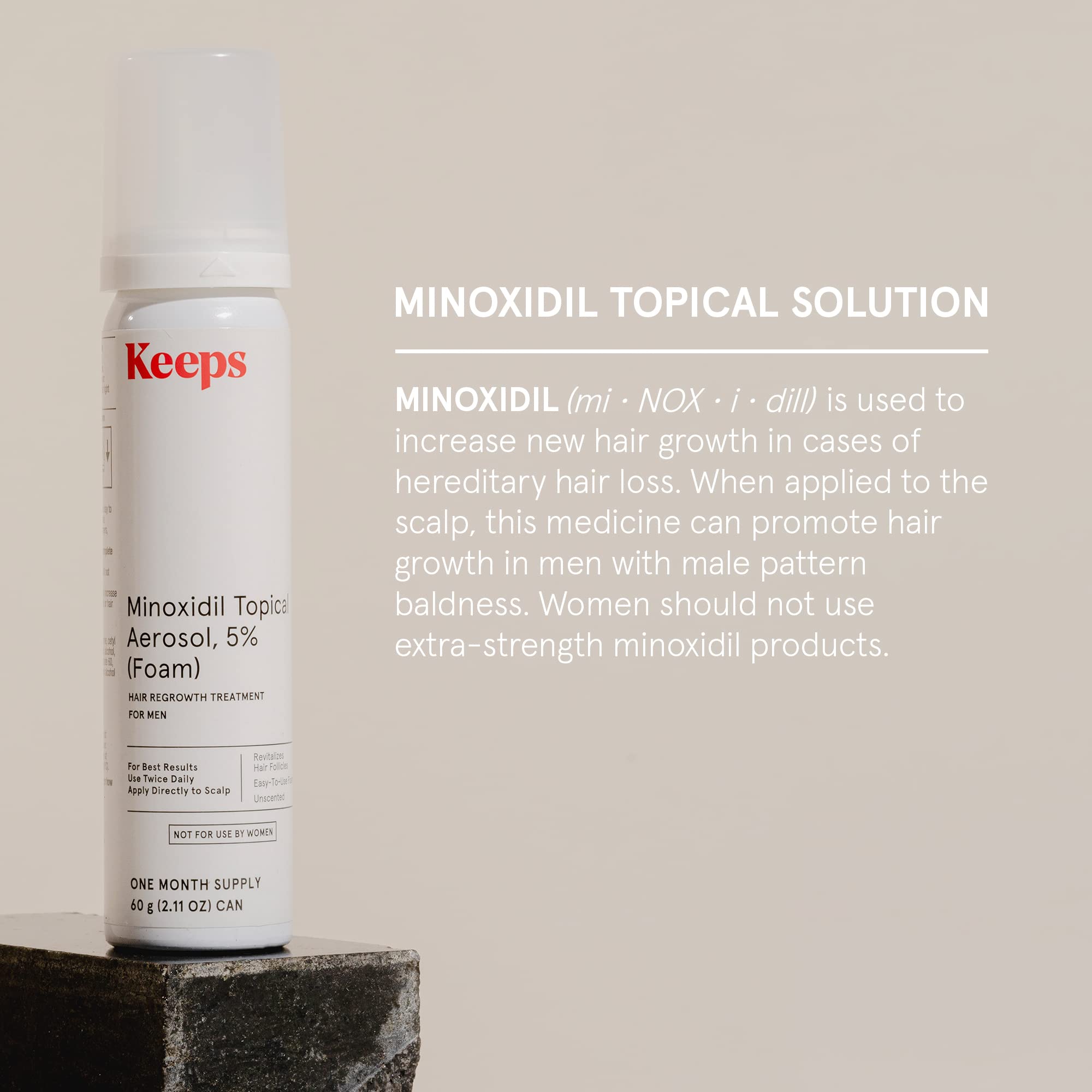 Keeps Extra Strength Minoxidil For Men Topical Aerosol Foam 5%, Hair Growth Treatment - 3 Month Supply (3 X 2.11Oz Bottles) - Th