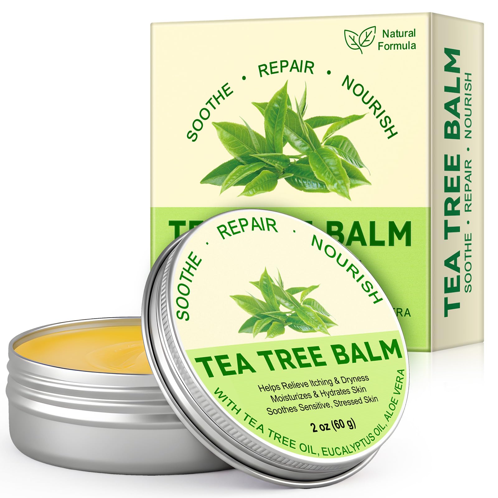 LLIOBGV Tea Tree Oil Balm for Dry Skin  Tea Tree Oil for Skin Care, Natural Moisturizing Foot Balm, Gentle Care for Rough, Tigh