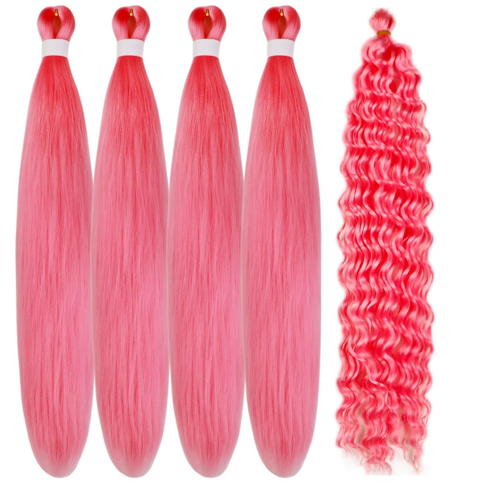 Gozill Pink Braiding Hair Pre stretched Boho Braids Kanekalon Prestretched Braiding Hair for Bohemian Hair Ez Braid Micro Braidi