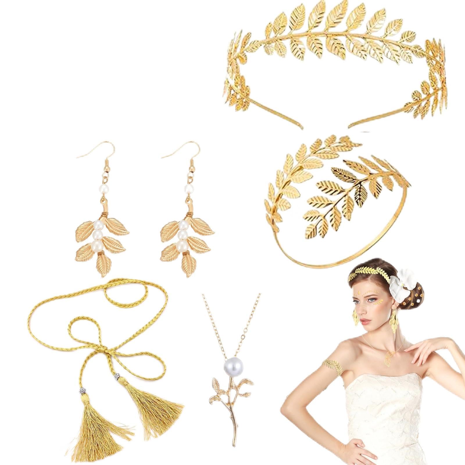 6 Piece Jewellery Set For Women, Gold Hair Accessories, Head Jewellery For Women, Elegant Headband For Women, Hair Jewellery For