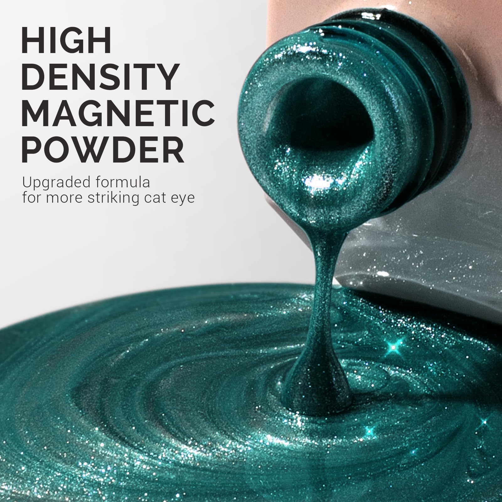 Melodysusie Jeweliver Cat Eye Gel Nail Polish, 0.5 Fl Oz Green Glitter Holographic Magnetic Nail Polish With Magnet, Uv Nail Pol