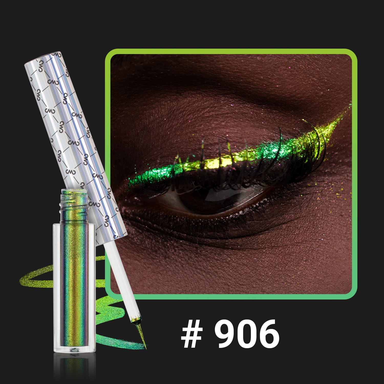Charmacy Chameleon Eyeliner Liquid Liner, Glitter Liquid Eyeliner Waterproof, Metallic Intense Color Shifting Colorful Eyeliner,
