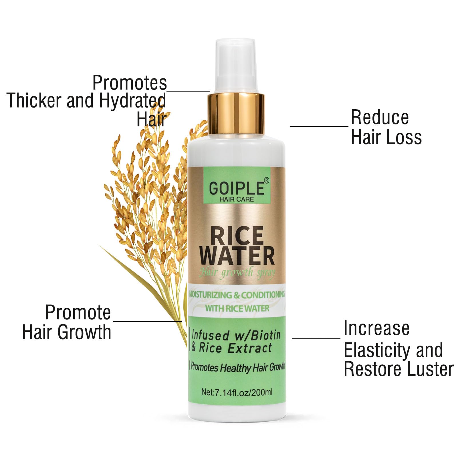 'Wozutunt Rice Water For Hair Growth, 7.14 Fl Oz Leave In Care Products For Women & Men, Spray, Mist Dry, Frizzy, Weak, Damaged