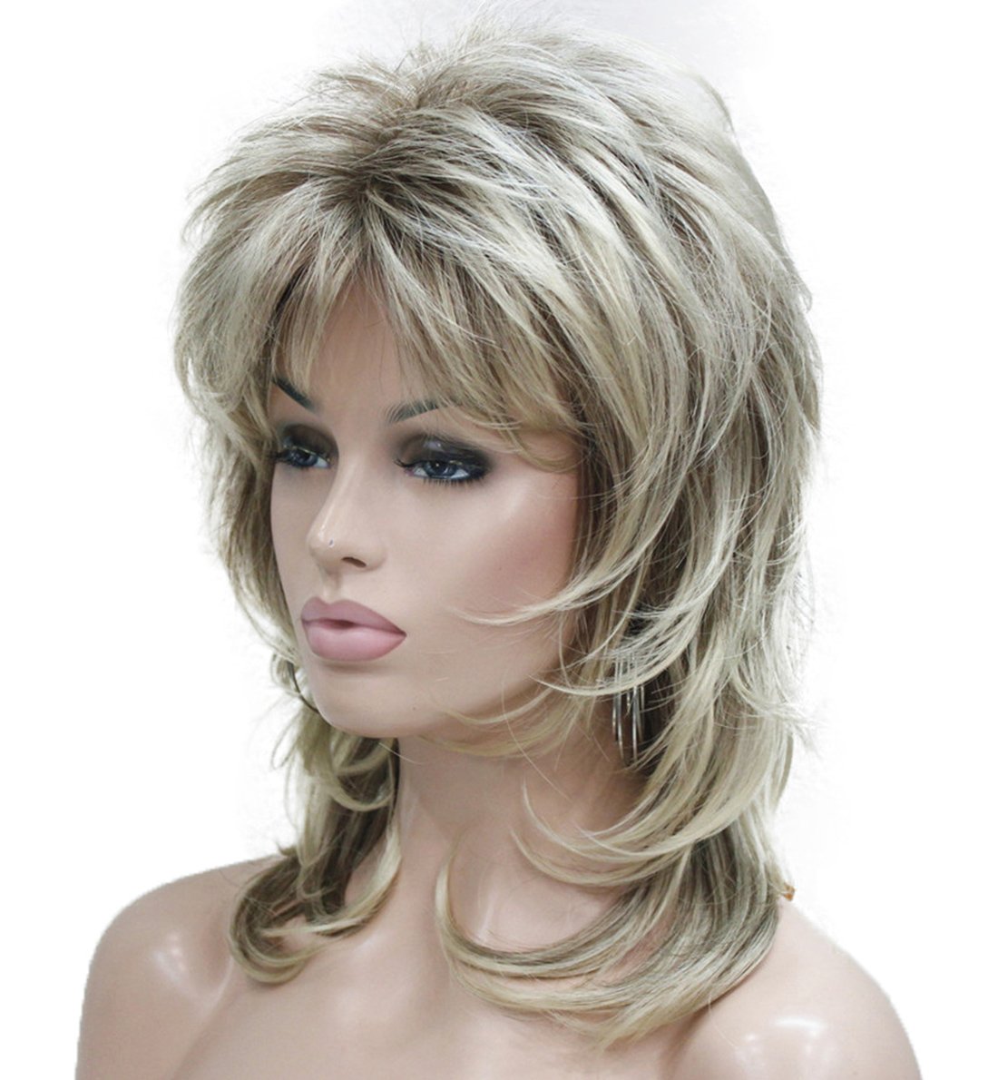 Lydell Long Soft Shaggy Layered Blonde Ombre Classic Cap Full Synthetic Wigs (R10/26 2 Toned Blonde)