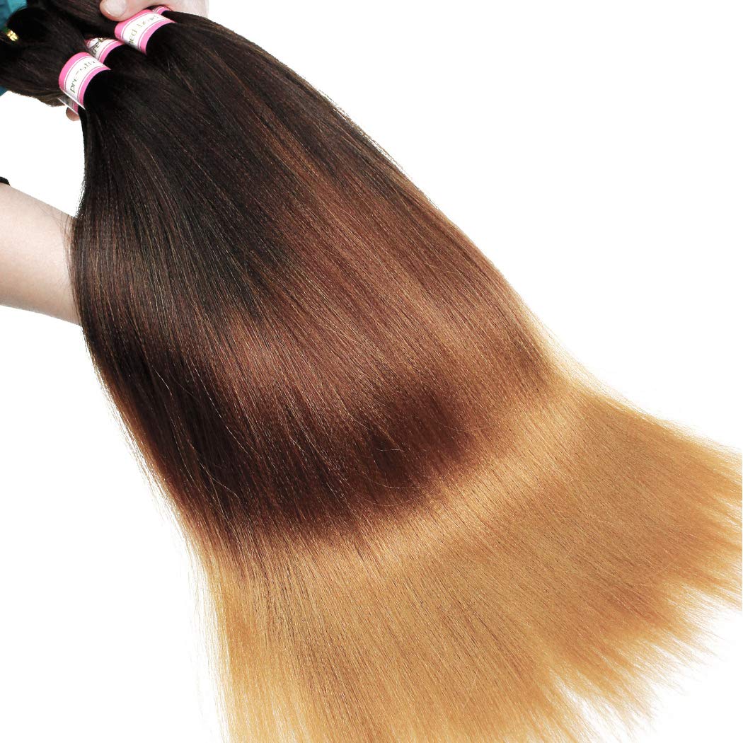 3 Tone Pre-stretched Braiding Hair Synthetic Braids Professional Hair Extensions for Braiding 20 Inch Yaki Texture Straight Ombr