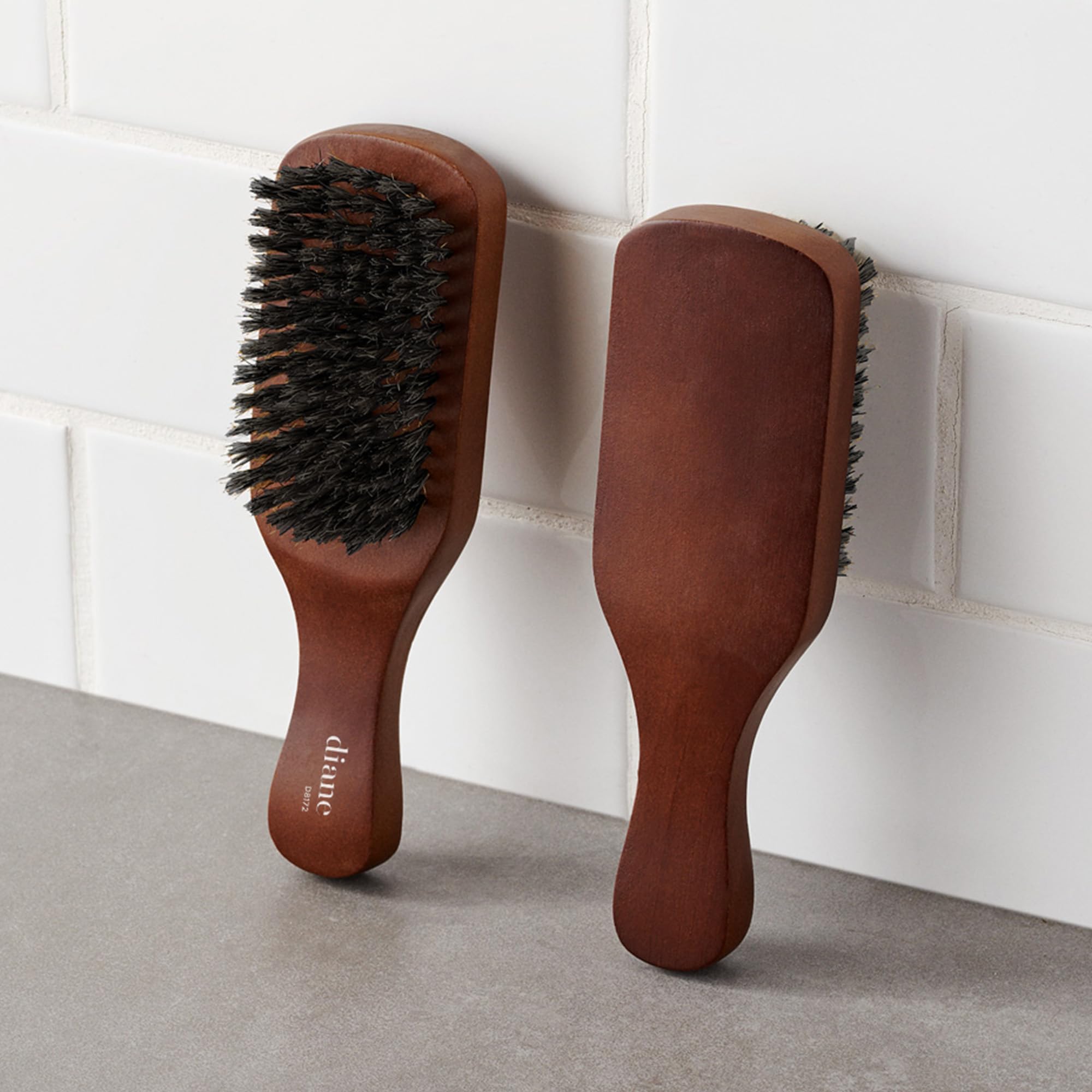 Diane Reinforced Boar Bristle Club Wave Brush for Men and Barbers - Medium Bristles for Thick and Curly Hair - Use for Detanglin