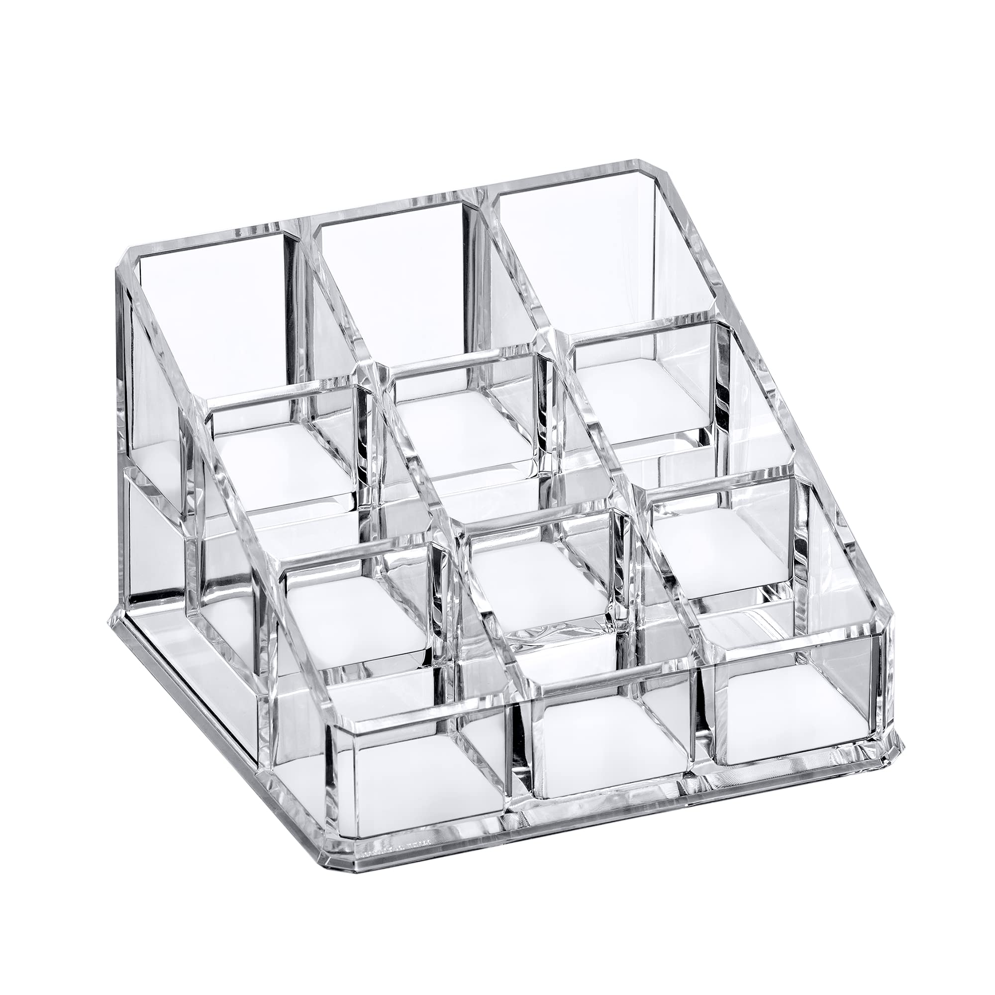 Amazing Abby - Glamour - 9-Slot Acrylic Nail Polish Organizer, Lipstick Holder, Lip Gloss Organizer, Cosmetic Storage Display, P