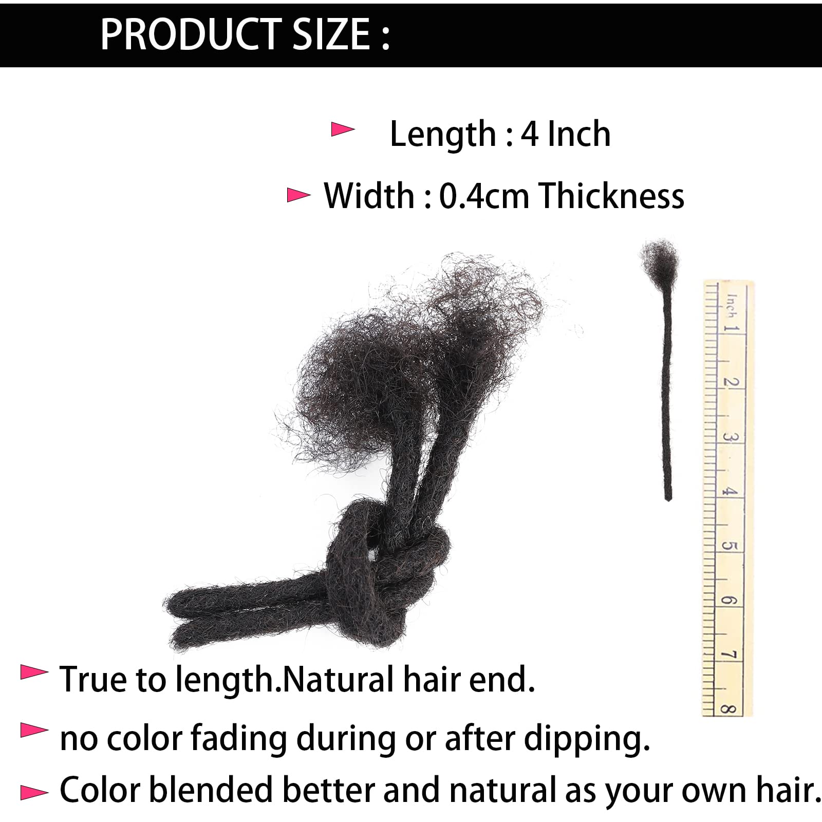 Loc Extension Human Hair 4 Inch 100 Strands 0.4Cm Width 100% Full Handmade Permanent Loc Extension Human Hair For Women/Men Can
