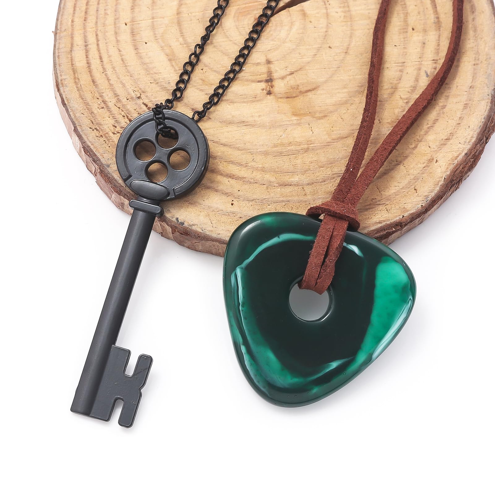 Key Seeing Stone Necklace Set - Halloween Costume Jewelry Gift for Women Men and Fans