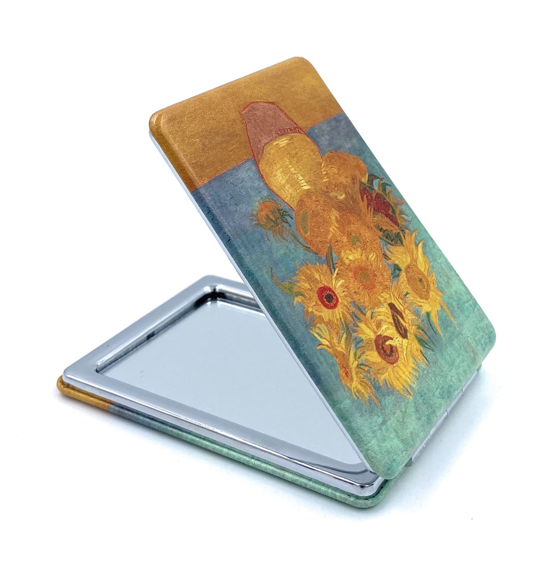 Aeisage Square Compact Mirror Rectangular Purse Mirror Small Cosmetic Mirror For Purses Handheld Mirror Van Gogh Sunflowers Gift