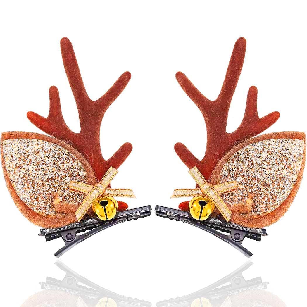 BARTOSI Christmas Reindeer Antlers Hair Clips Deer Antler Hair Clip Xmas Hairpin Christmas Holiday Hair Accessories for Women an