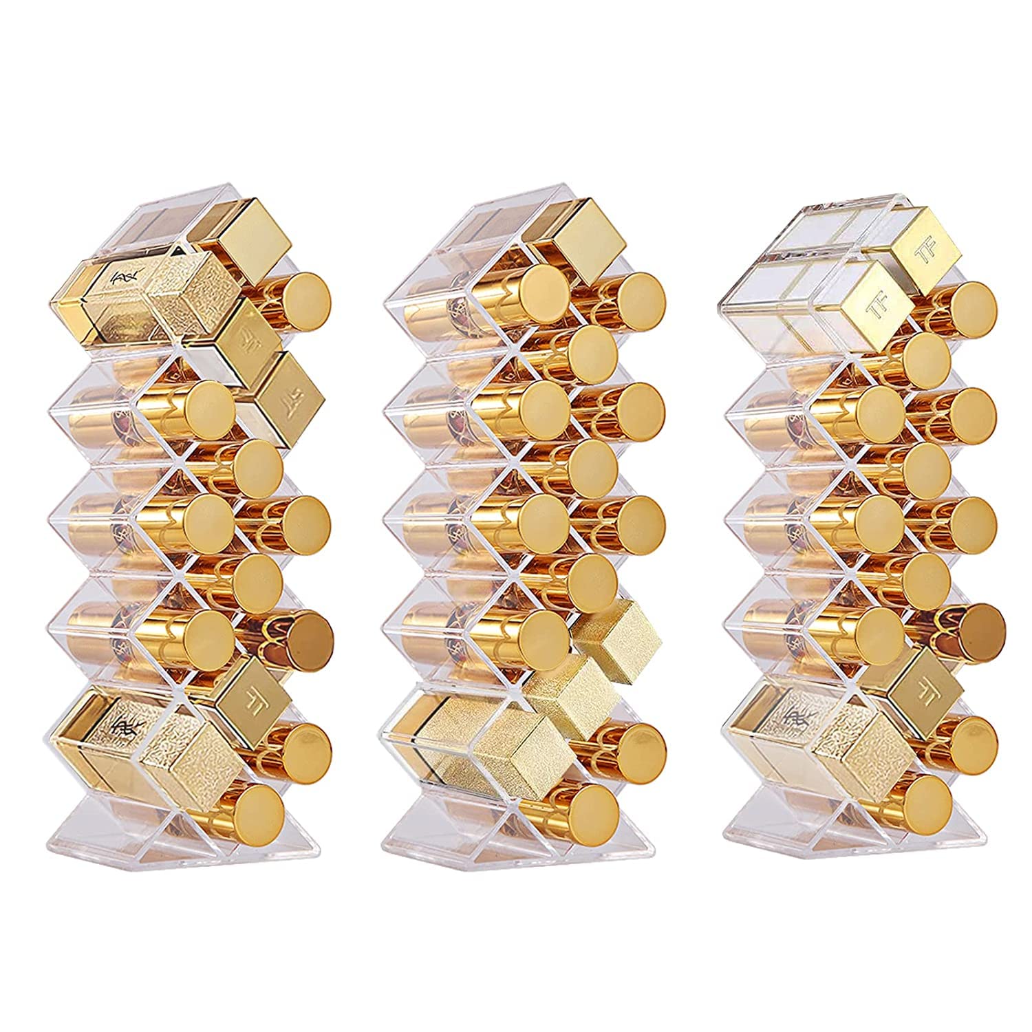 YIEZI Lipstick Holder Organizer 48 Spaces Acrylic Stackable Fish Shape Lipstick Tower, Lip Gloss Storage Stand, Perfect for Lipg