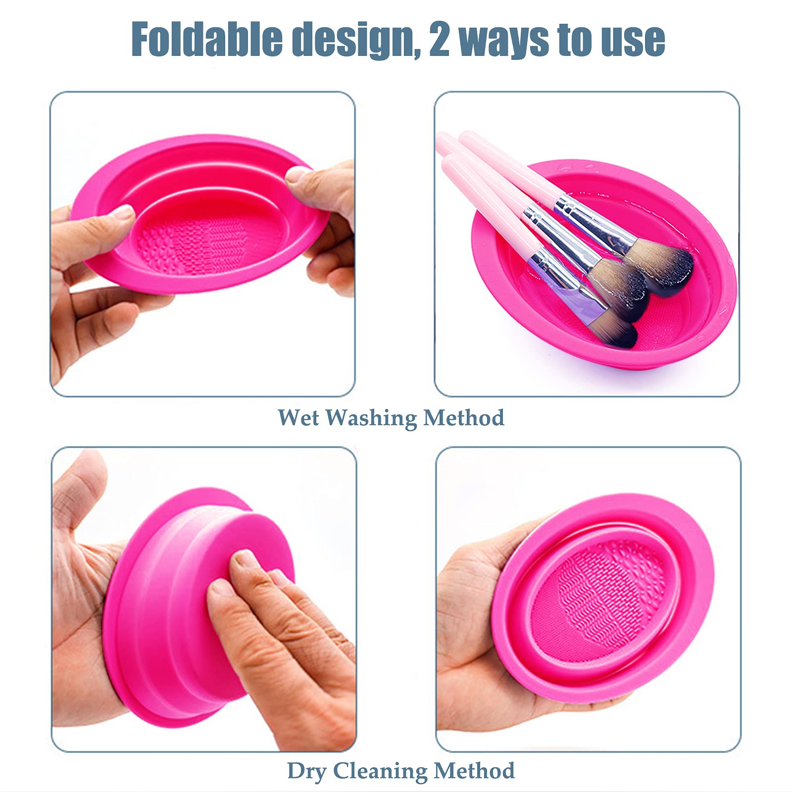 Makeup Brush Cleaning Mat, Silicone Makeup Brush Scrubber, Cosmetic Brush Cleaner, Brush Cleaning Pad, Foldable Makeup Brush Cle