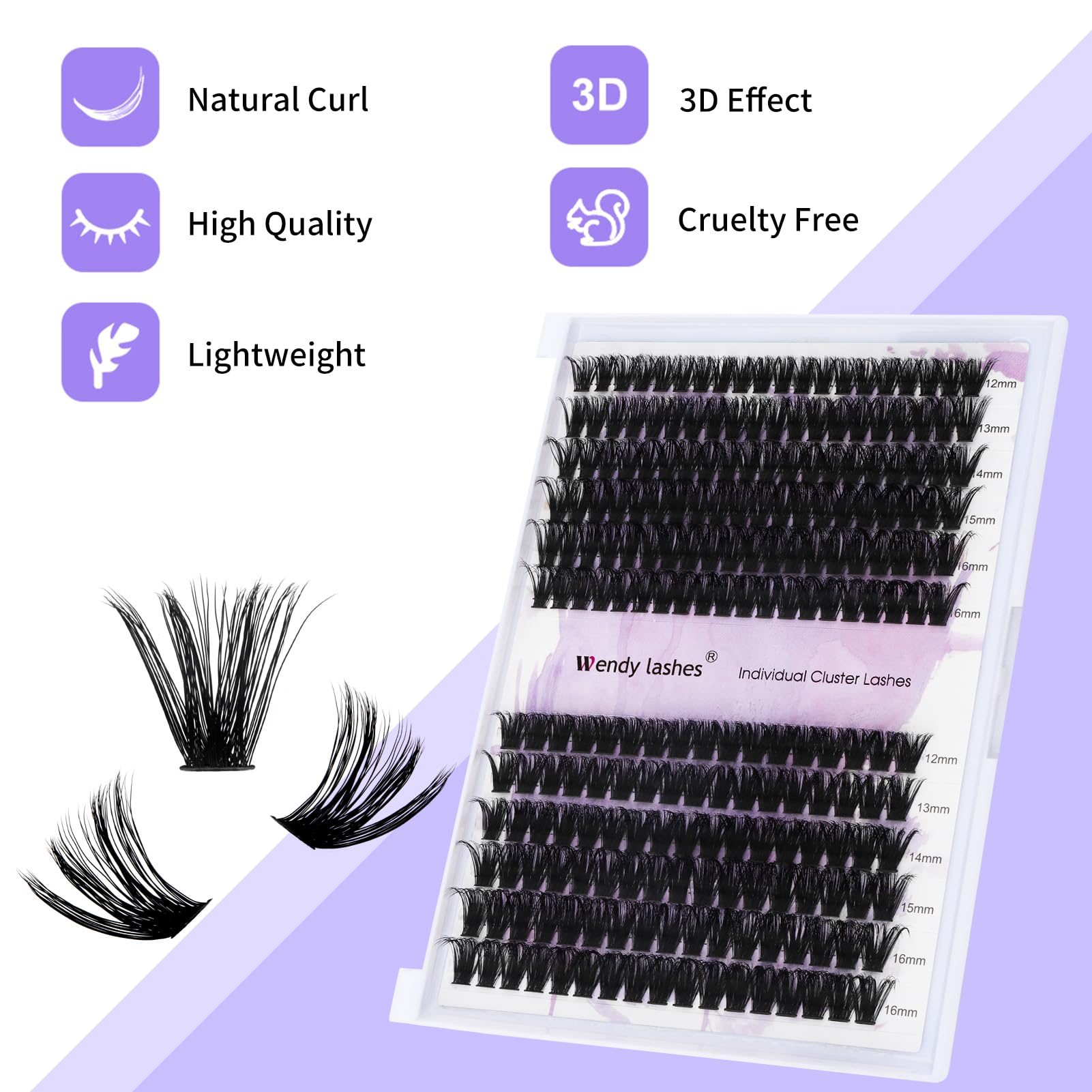 Lash Clusters 60D/80D Eyelash Clusters Fluffy Diy Lash Extensions Wispy D Curl Lashes Clusters Mixed Length 12-16Mm Fluffy Indiv