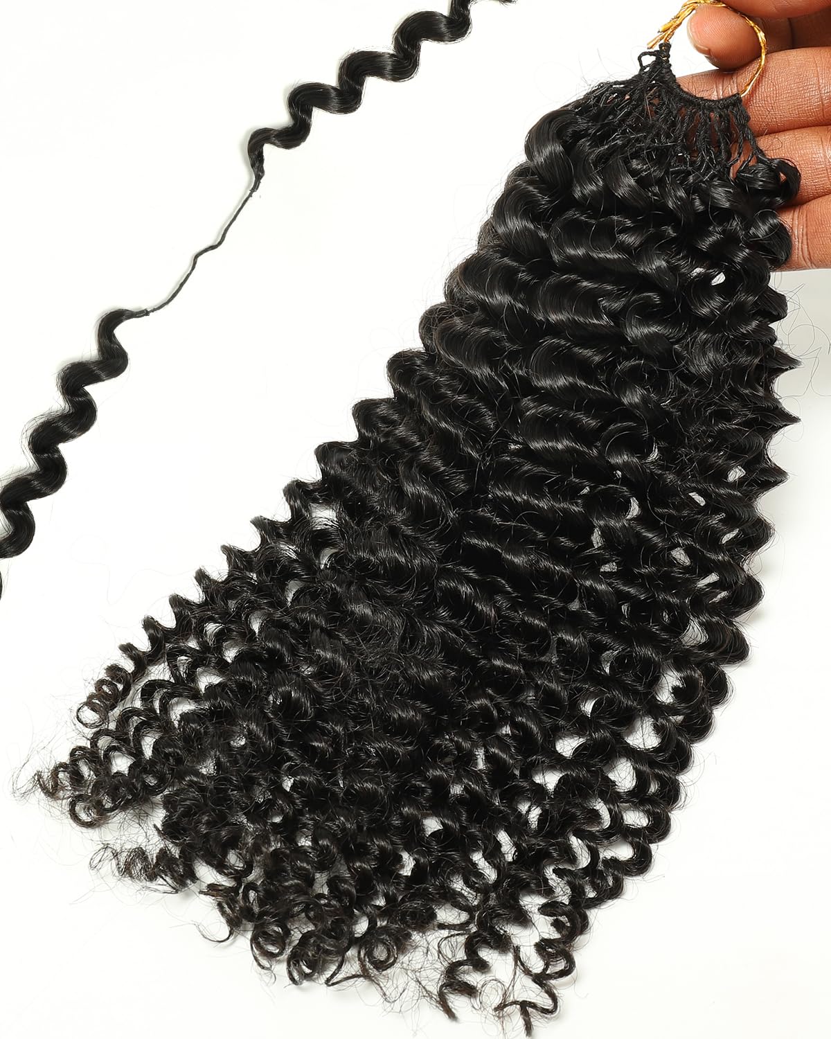 BEEOS Remy Human Crochet Hair Kinky Curly, Pre-Separated Knotless Feather Crochet Human Hair for Women 18 Inch, Detangle Easily 