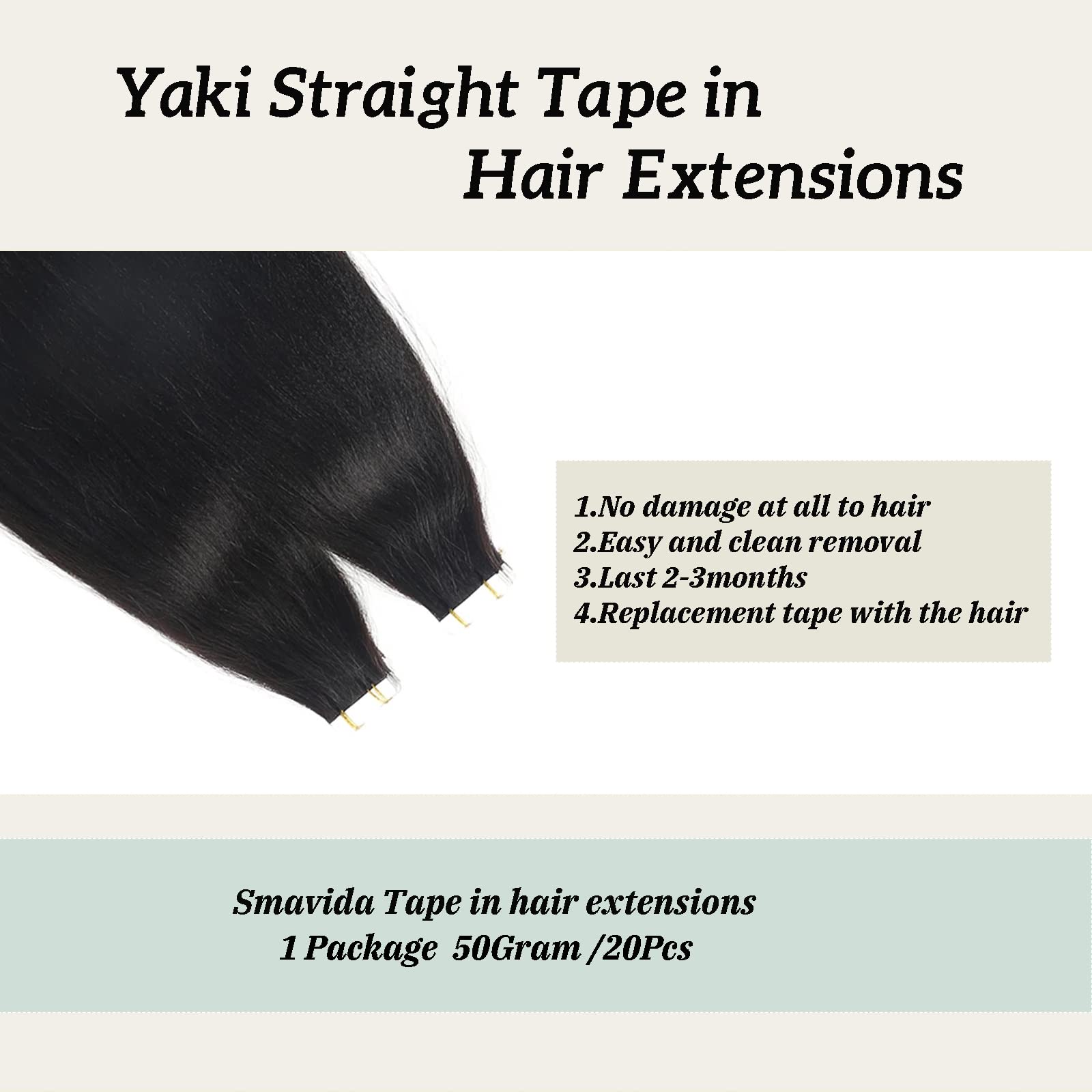 Yaki Straight Tape In Hair Extensions Human Hair Light Yaki Skin Weft Tape In Extensions Human Hair #1B Natural Color Yaki Strai