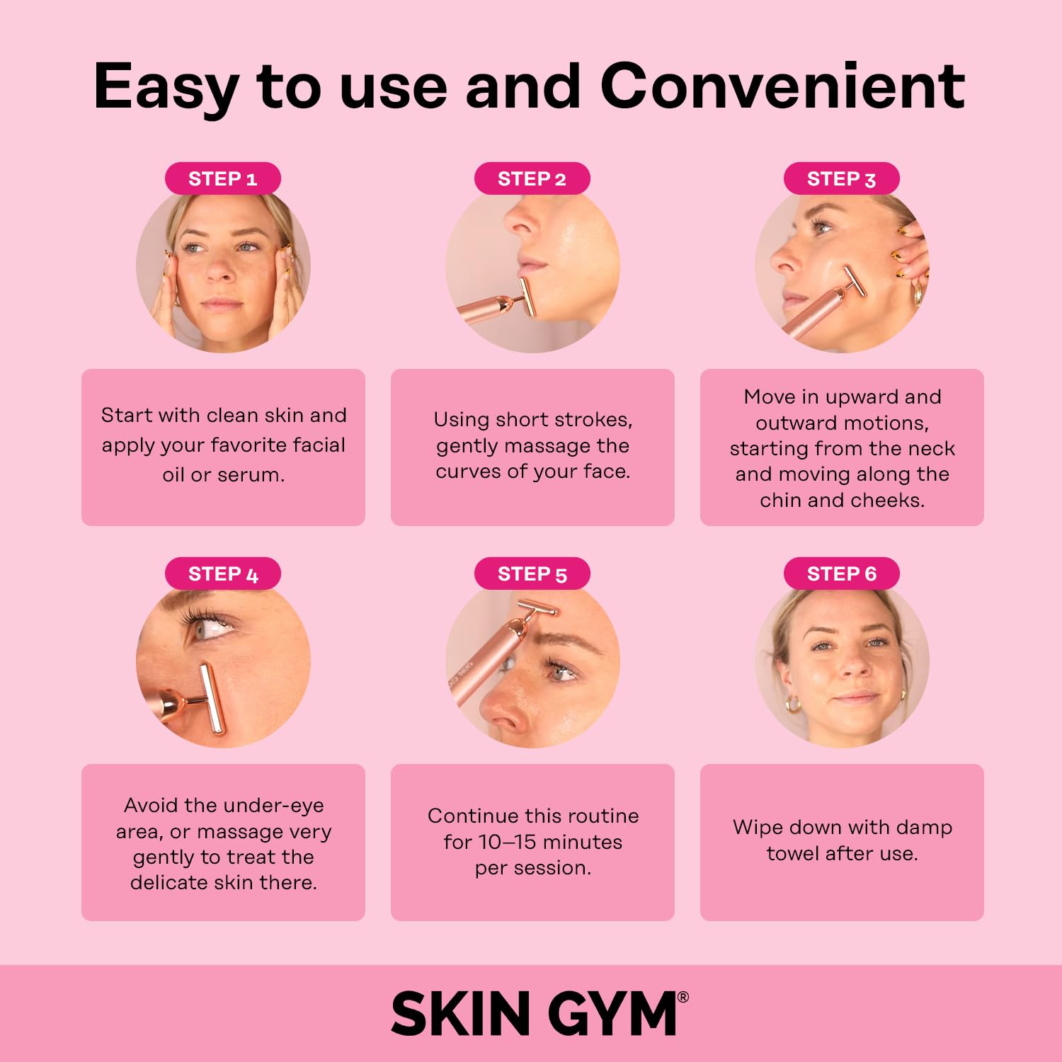 Skin Gym T Shape Electric Facial Massager Tool - Face Masssager for Wrinkles & Fine Lines I Anti Aging Face Lift Device to Sculp